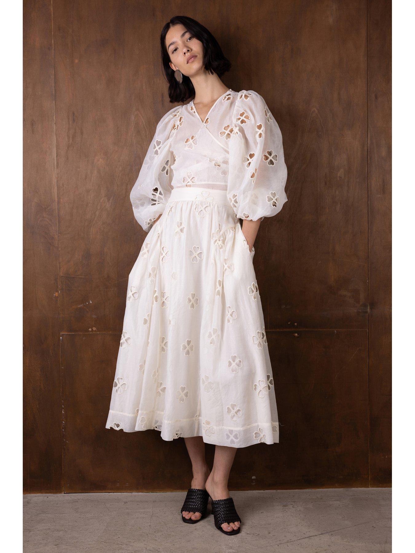 Image 1 of 3 of Vi.ve.re Enid Sheer Skirt - Ecru - Cream