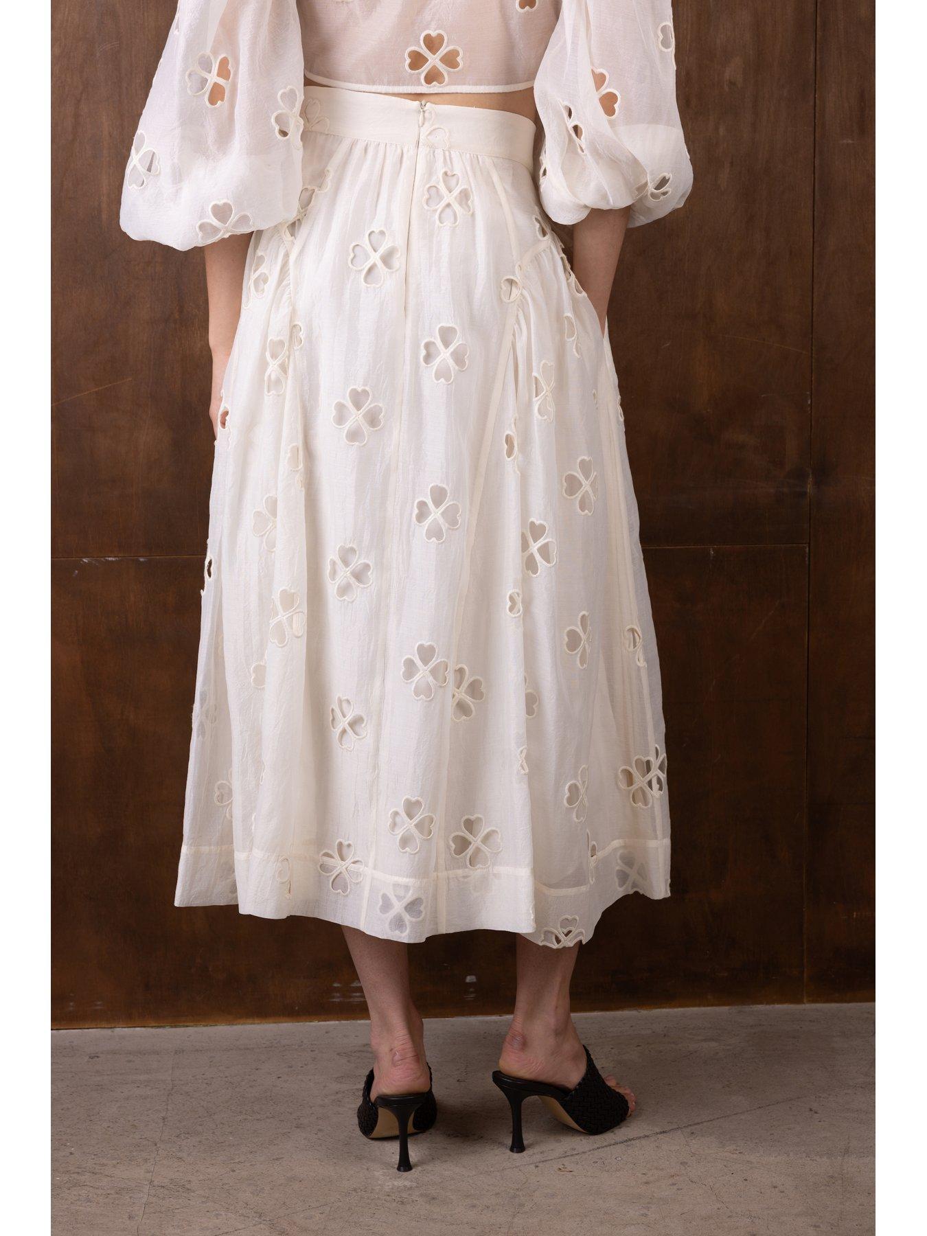 Image 2 of 3 of Vi.ve.re Enid Sheer Skirt - Ecru - Cream