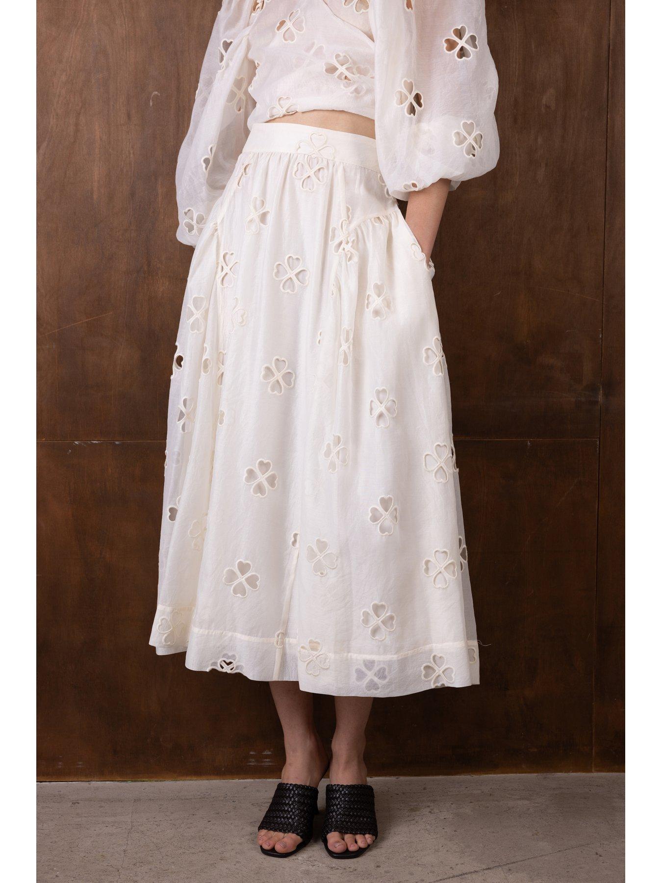 Image 3 of 3 of Vi.ve.re Enid Sheer Skirt - Ecru - Cream