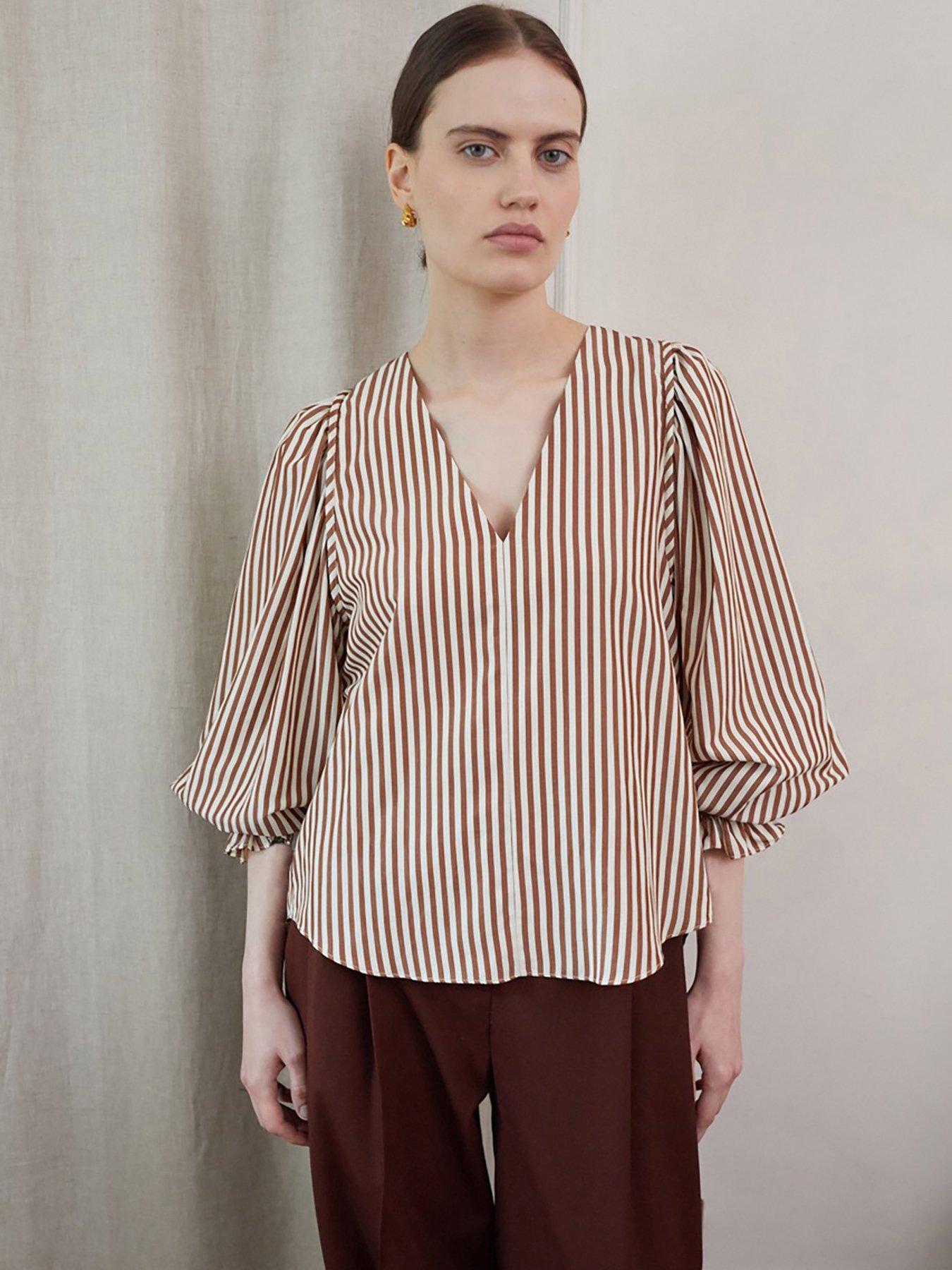 Vi.ve.re Remi Stripe Top - Brown/Cream