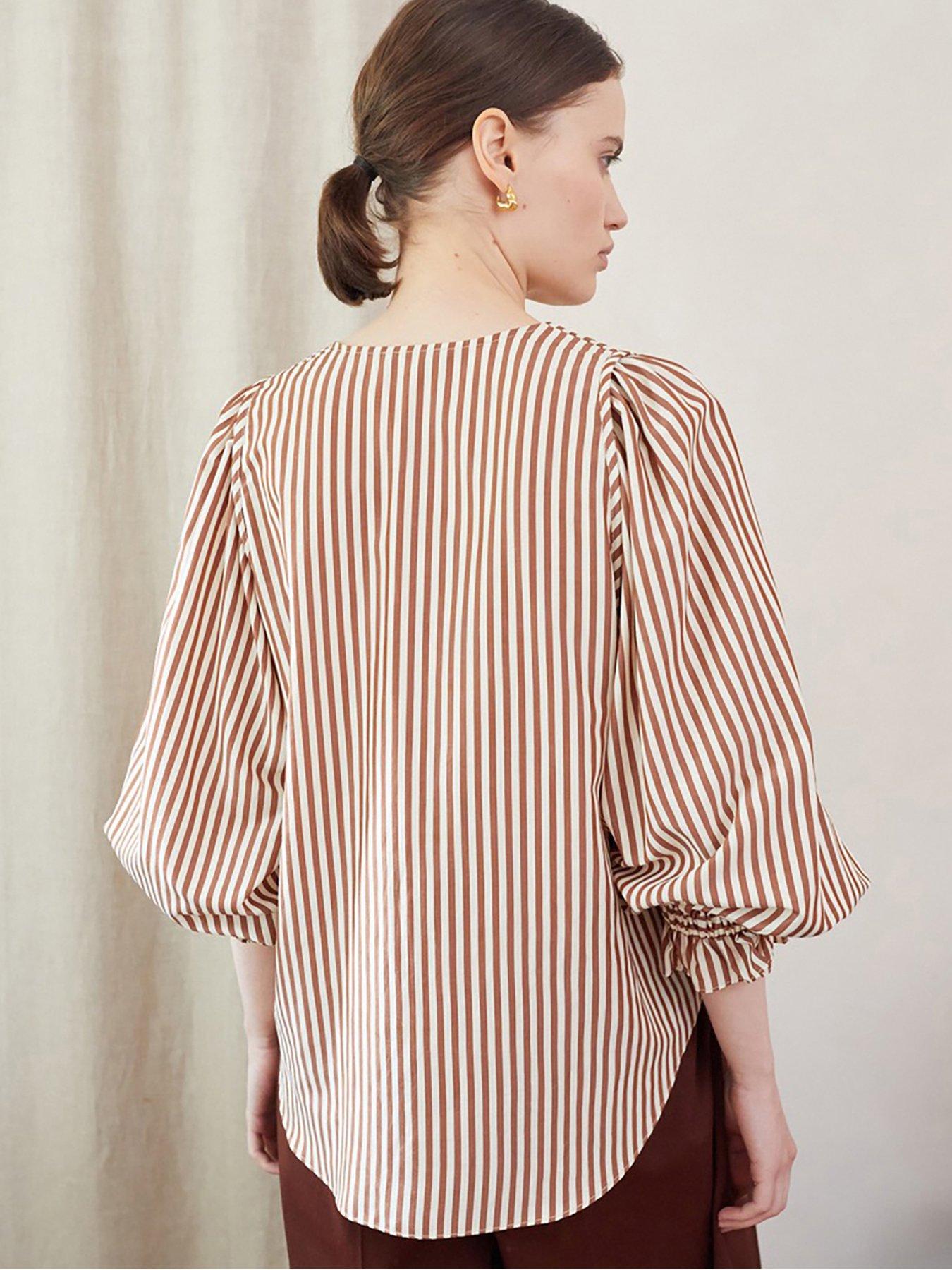 vivere-remi-stripe-top-browncreamstillFront