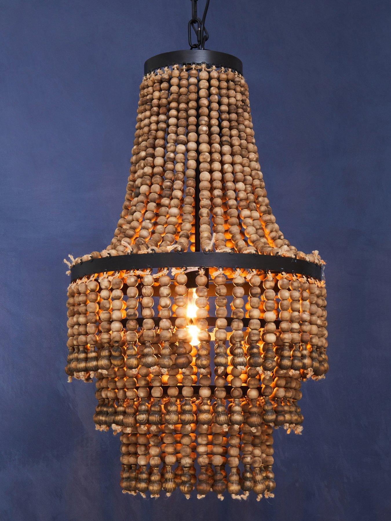 Interiors By Premier Lapiz Wood Chandelier