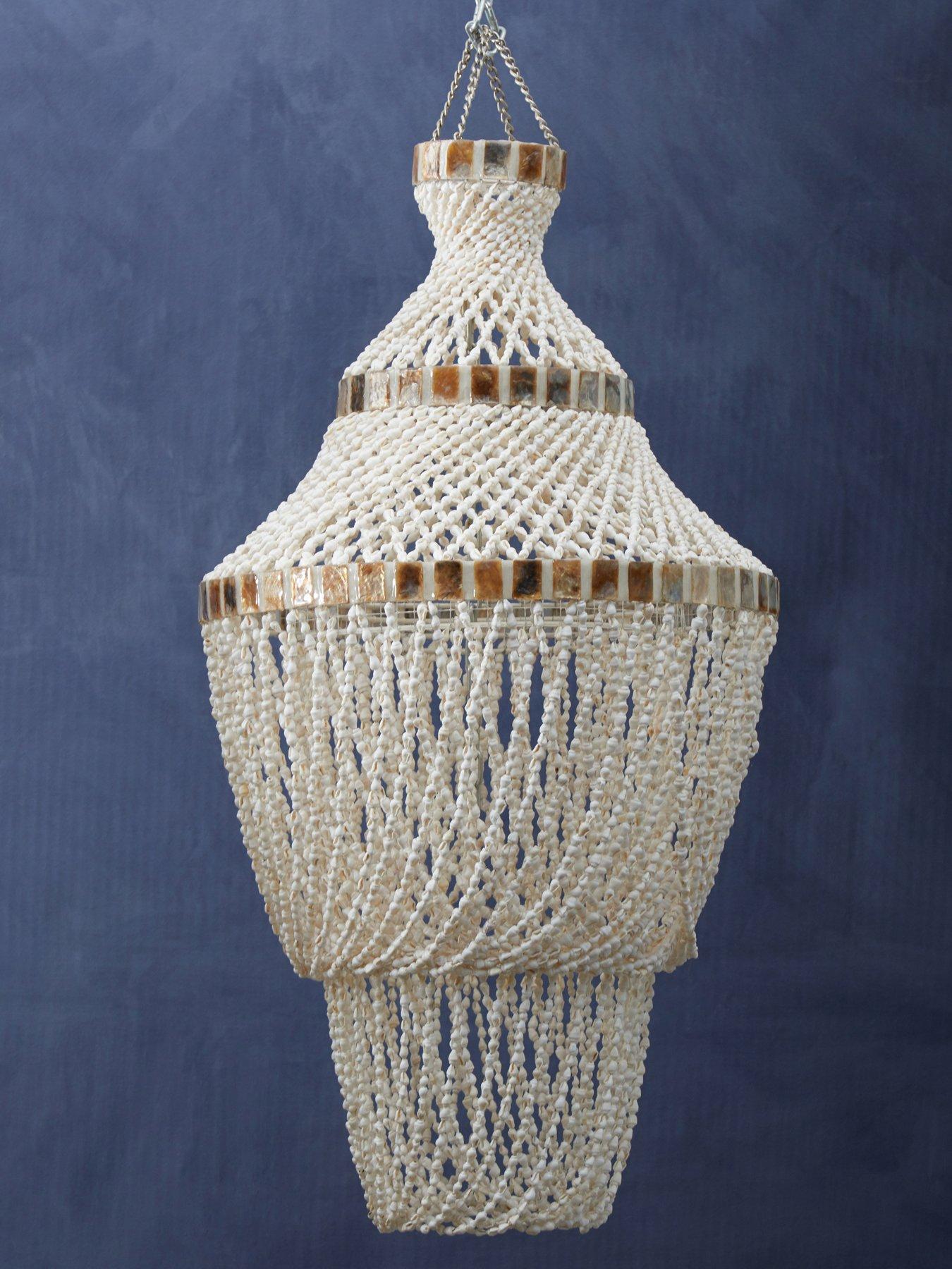 Interiors By Premier Palu Natural Sea Shells Shade Pendant Light