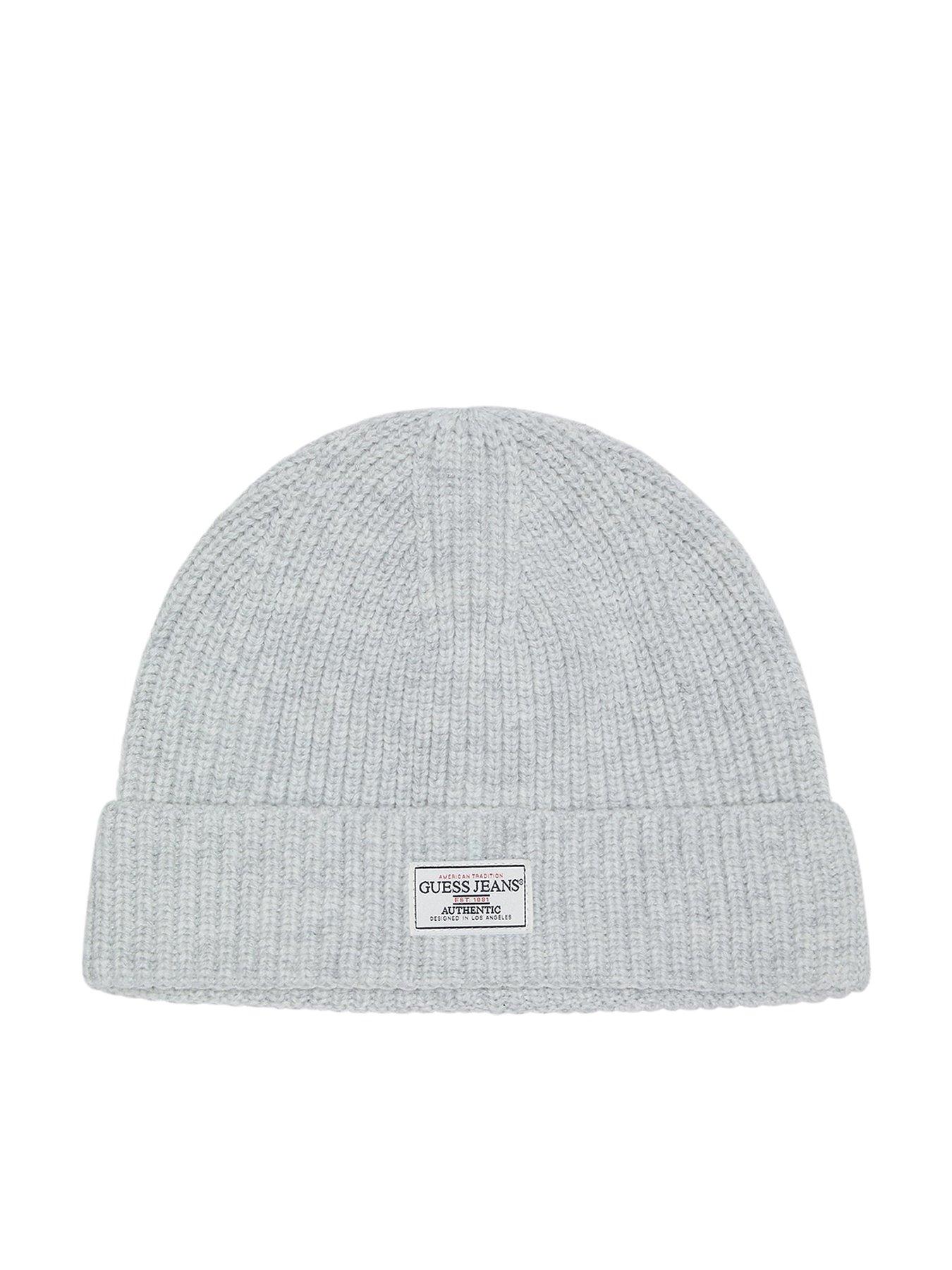 Image 1 of 1 of Guess Jeans Patch Logo Knitted Beanie - Grey