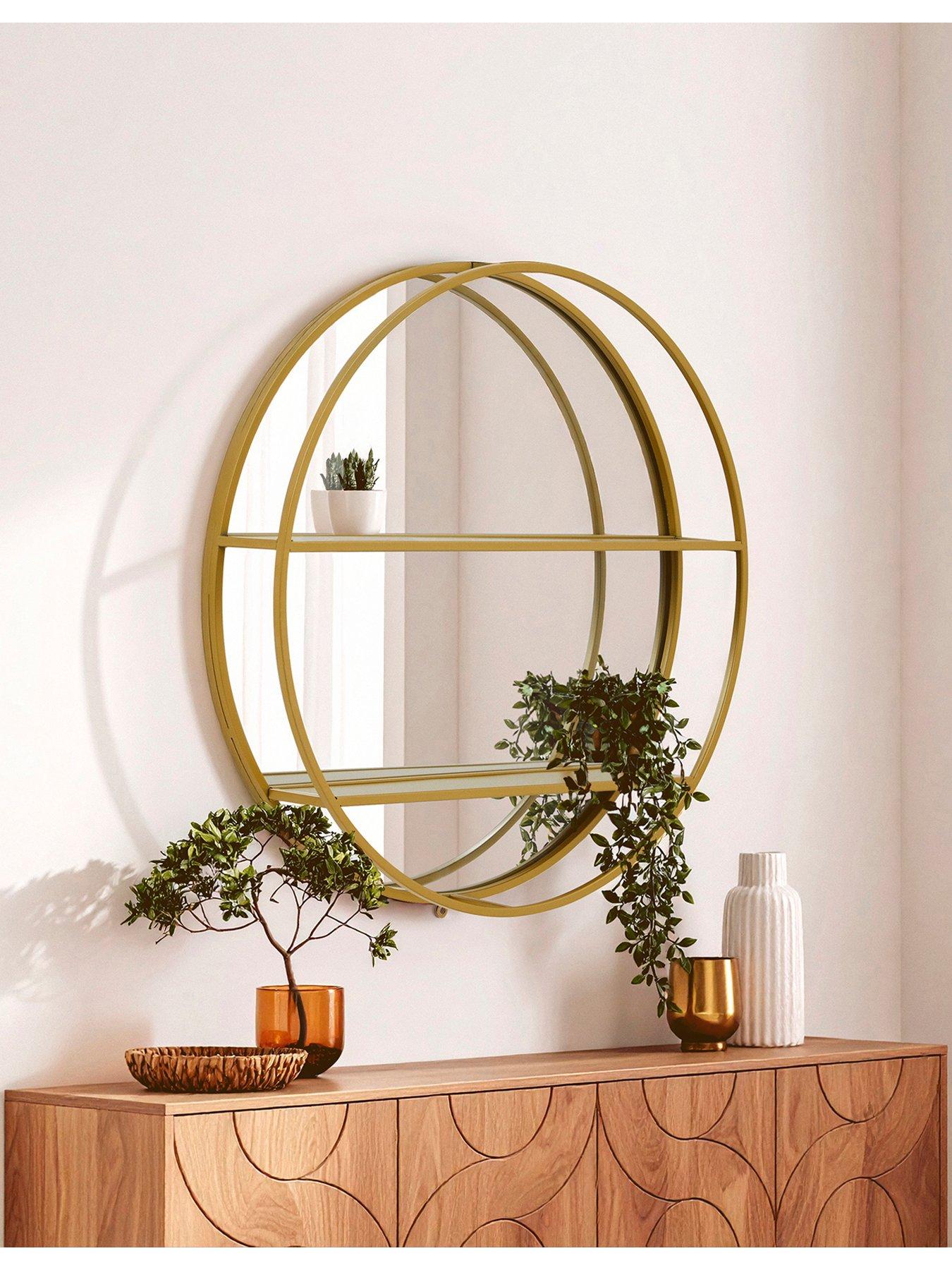 Image 1 of 5 of Interiors By Premier Avento Gold Shelved Wall Mirror