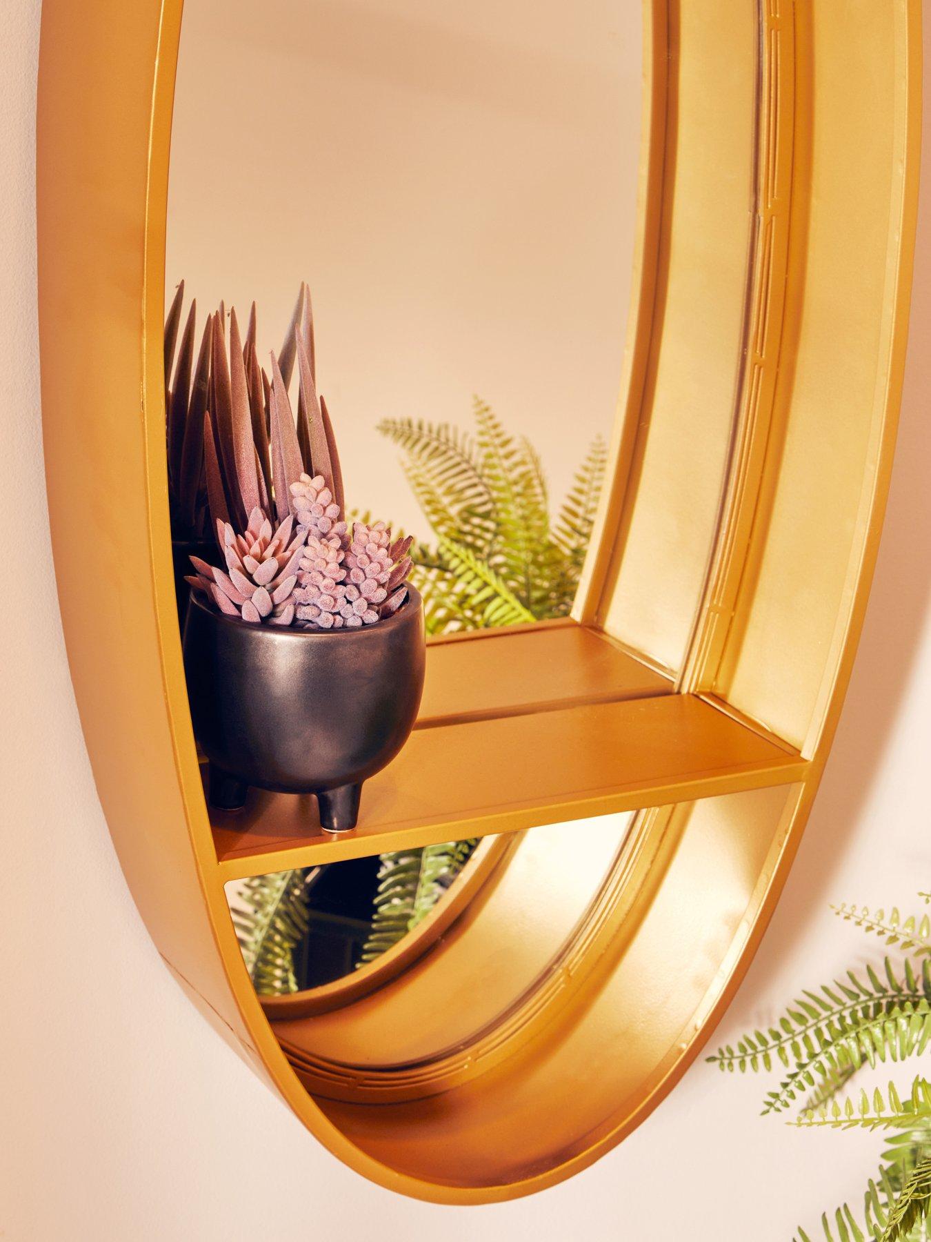 Interiors By Premier Avento Gold Oval Wall Mirror