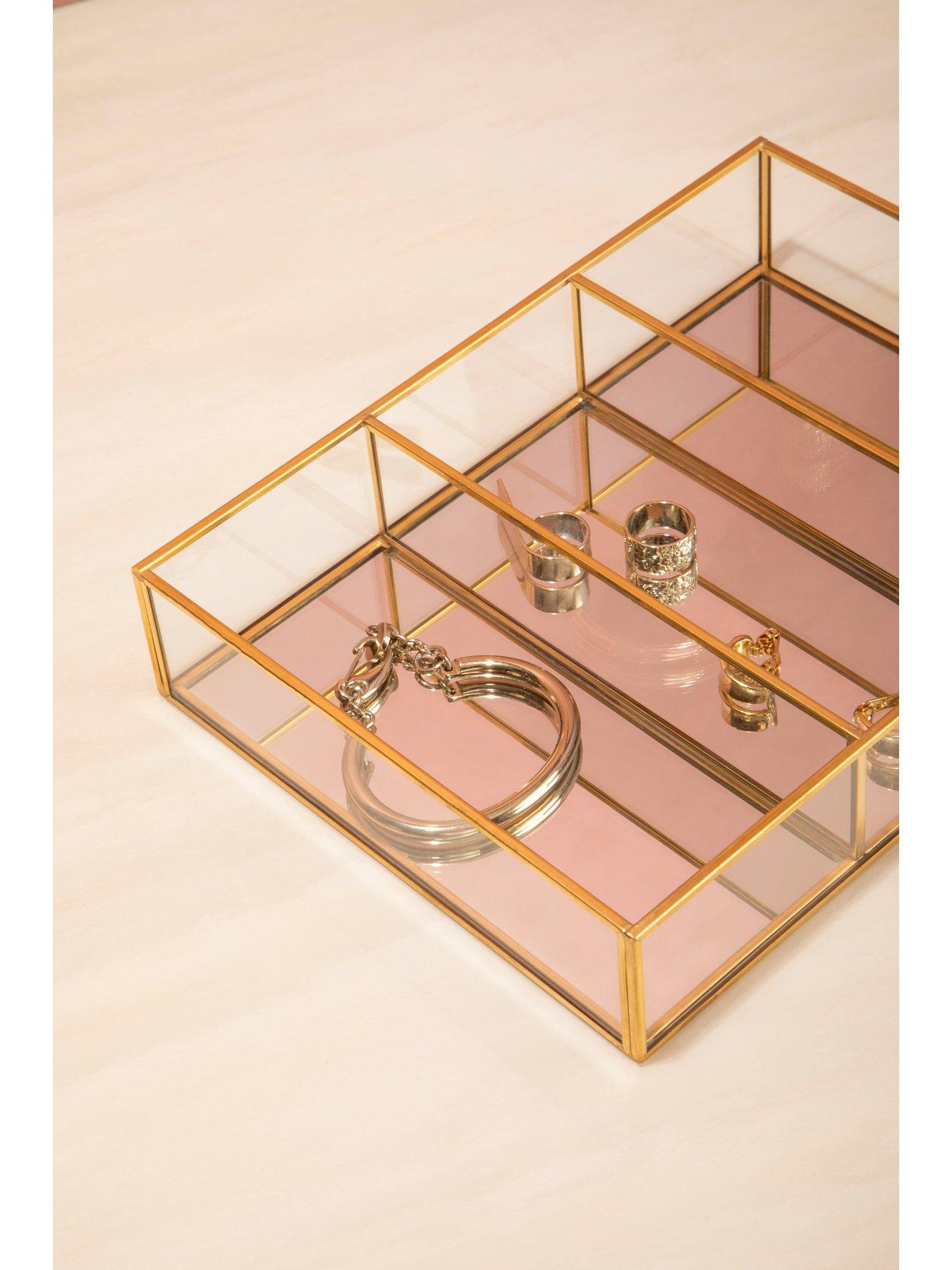 undefined Beauty 3 Compartments Clear Glass Makeup Organiser
