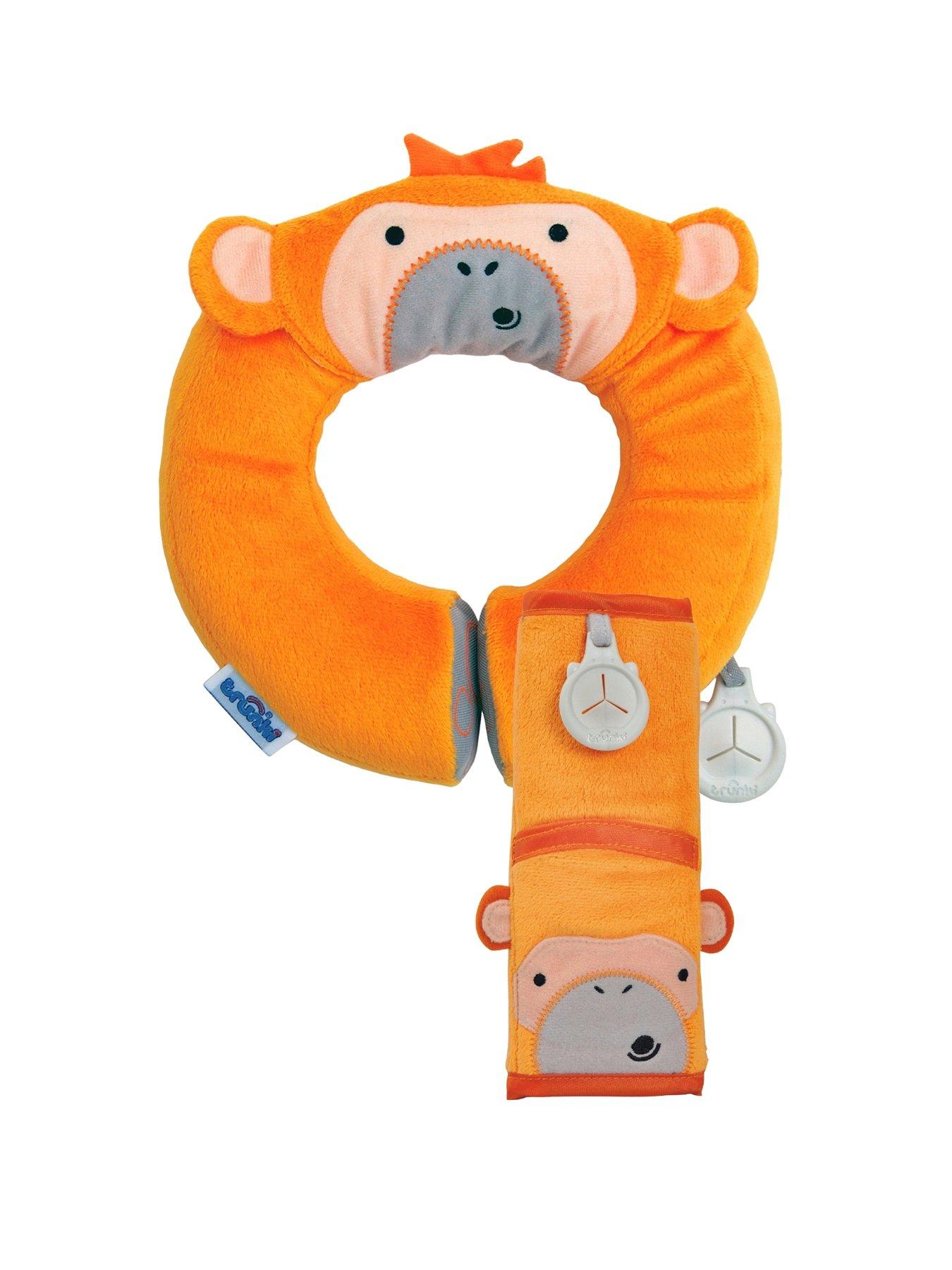 trunki SnooziHedz Seat Belt Pad + Yondi Travel Neck Pillow - Mylo Monkey - Orange