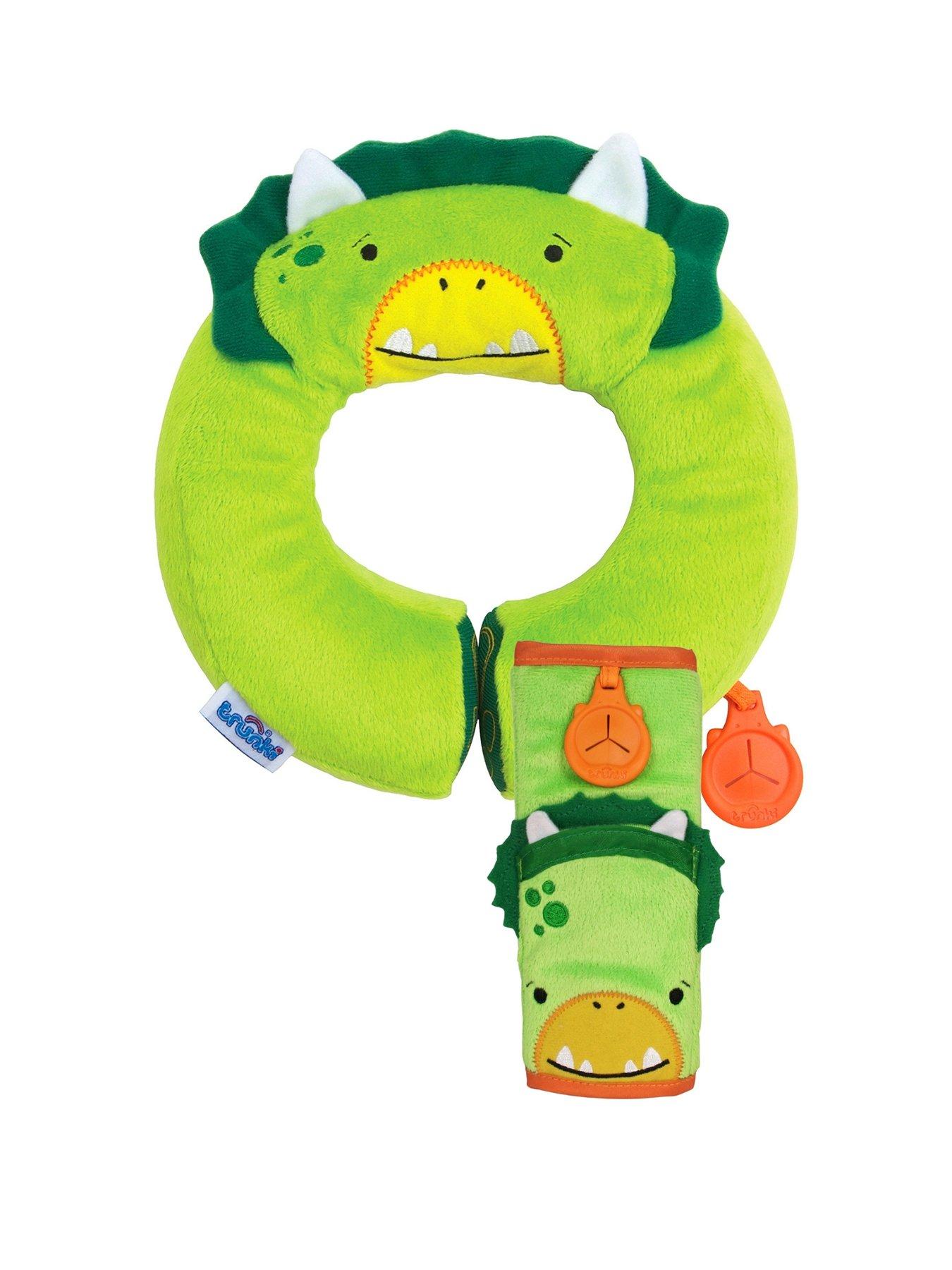 trunki SnooziHedz Seat Belt Pad + Yondi Travel Neck Pillow - Dudley Dinosaur -Green