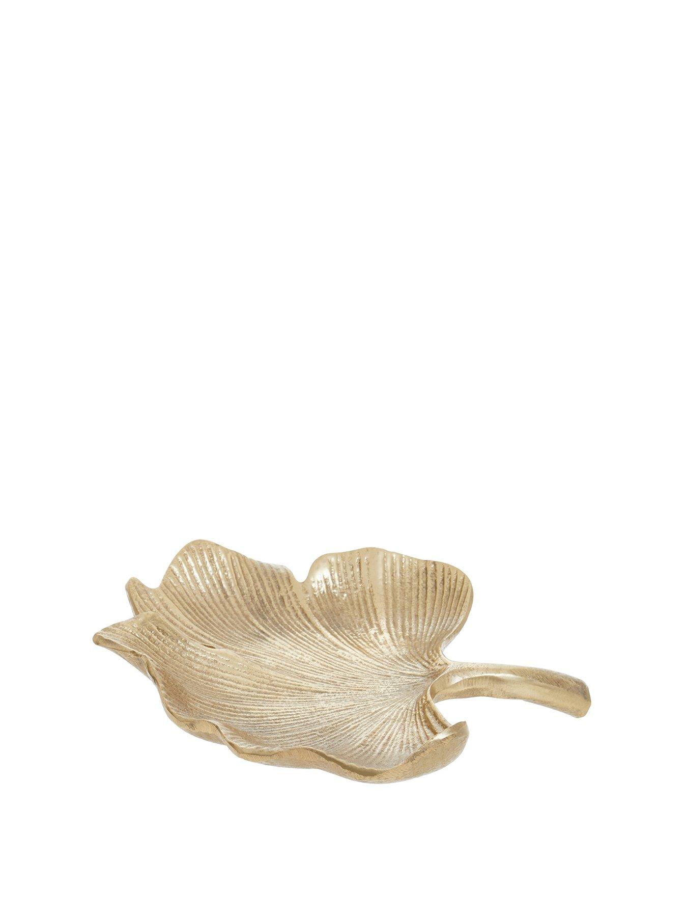 Interiors By Premier Prato Small Antique Gold Finish Ginkgo Dish
