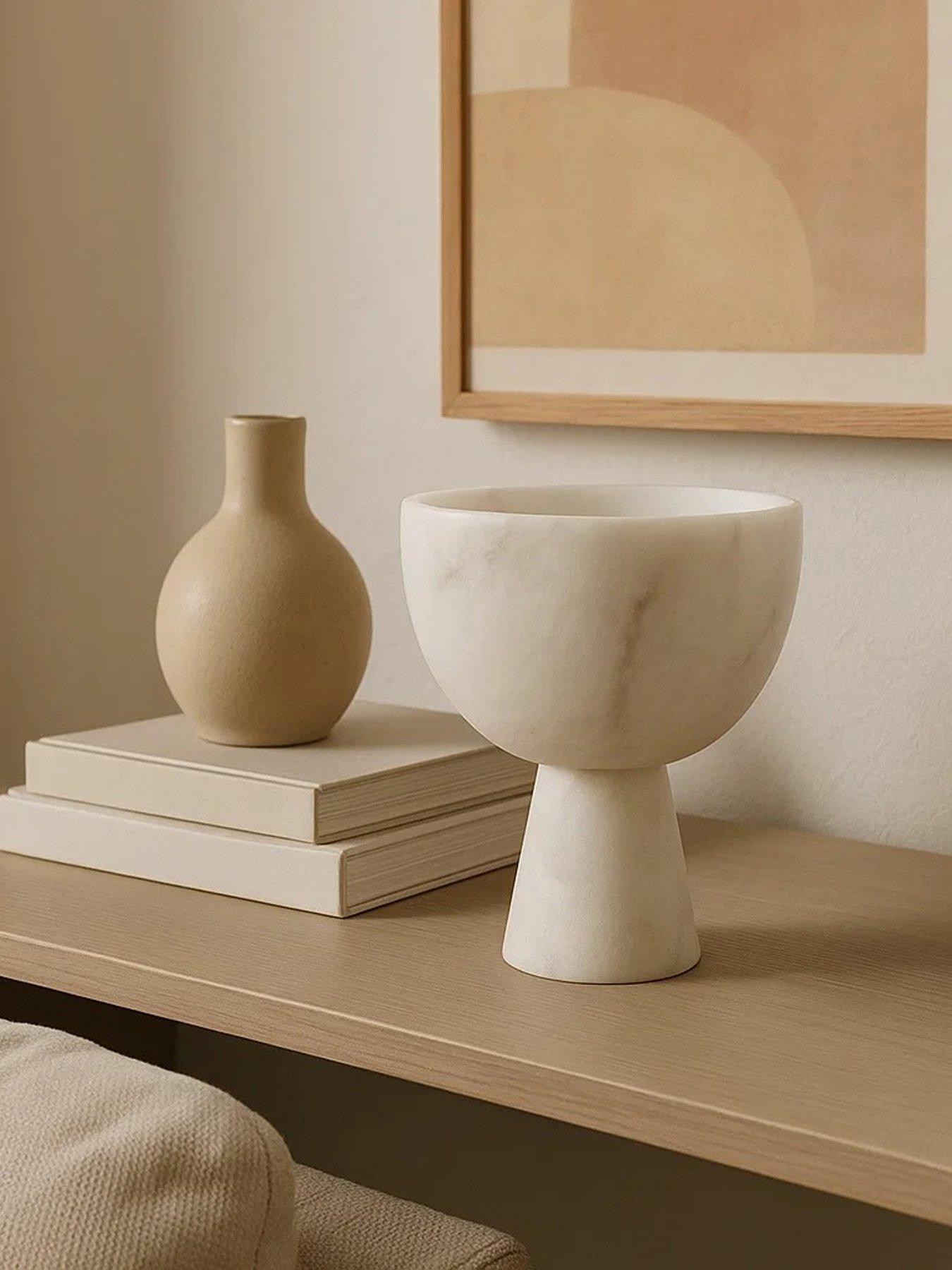 Interiors By Premier Salmo Small White Marble Pedestal Bowl