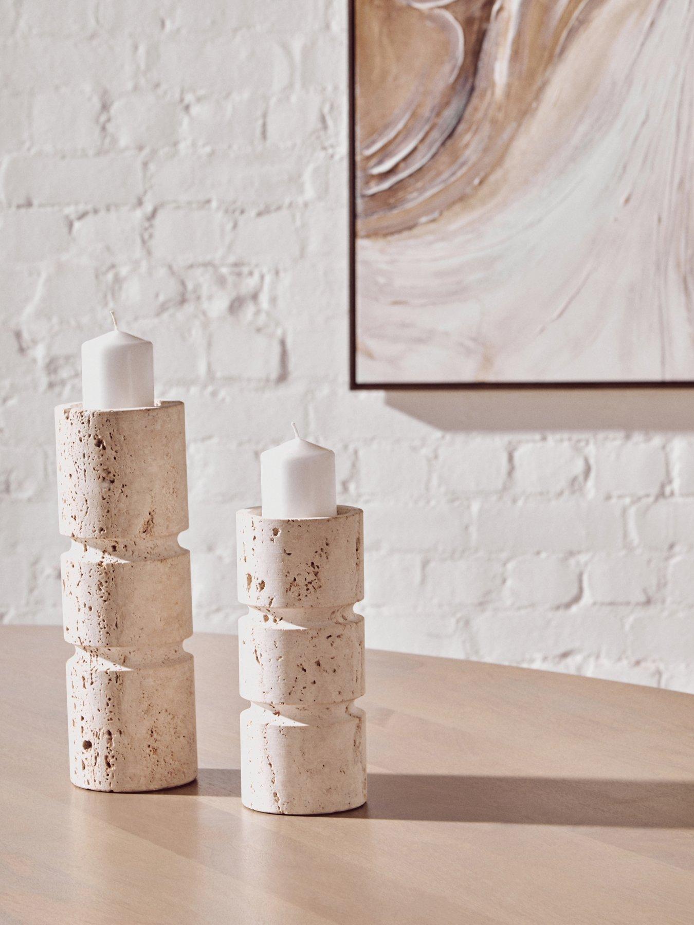 Interiors By Premier Tibor Travertine Small Candle Holder