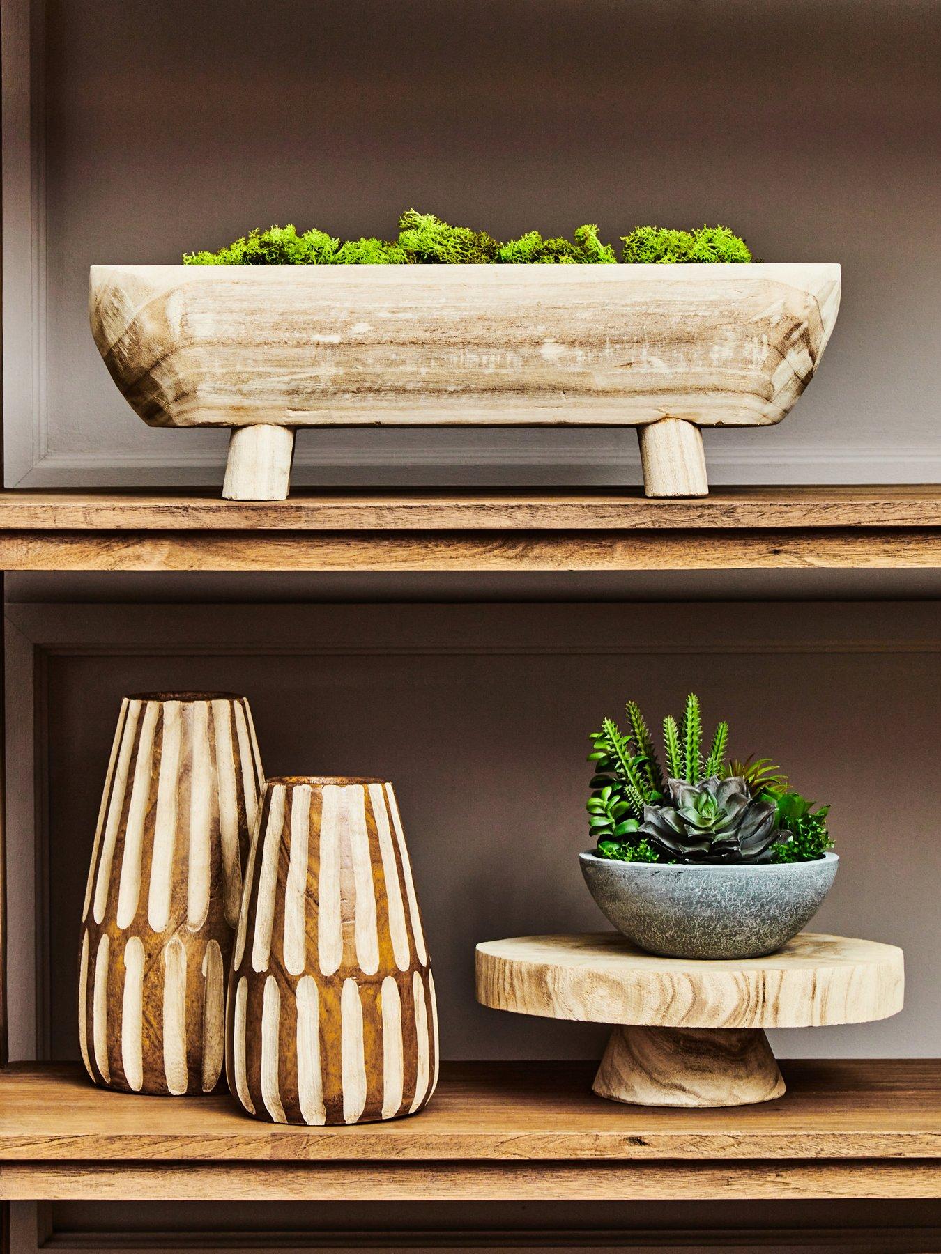 Interiors By Premier Arlo Large Wooden Engraved Vase