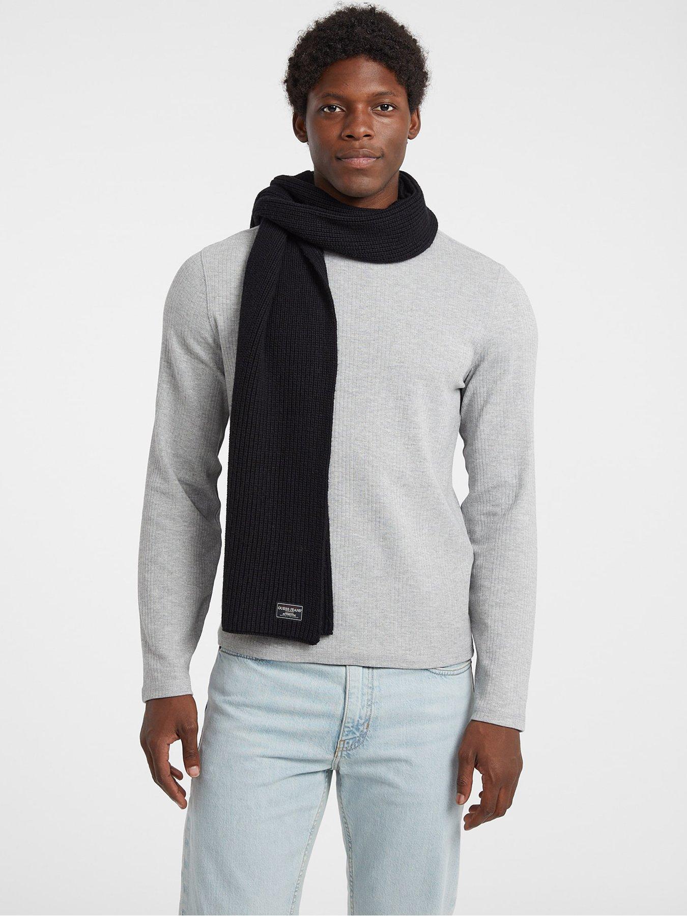 guess-jeans-patch-logo-knitted-scarf-blackstillFront