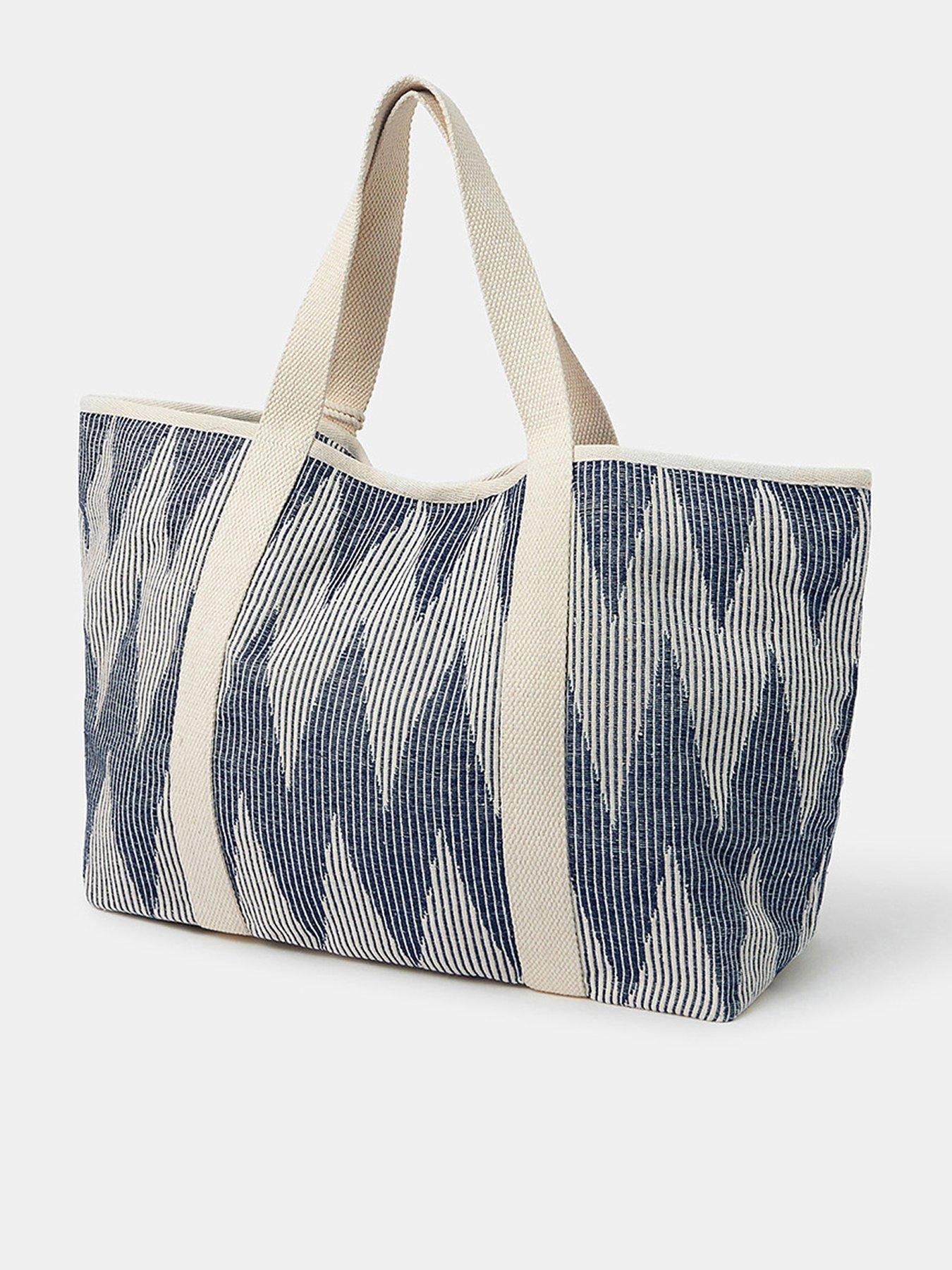 Image 3 of 5 of Accessorize Chevron Canvas Beach Bag - Blue