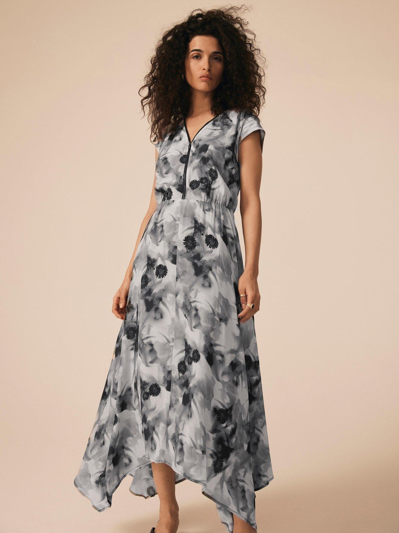 Image 3 of 6 of Mint Velvet Abstract Print Zip Dress - Grey