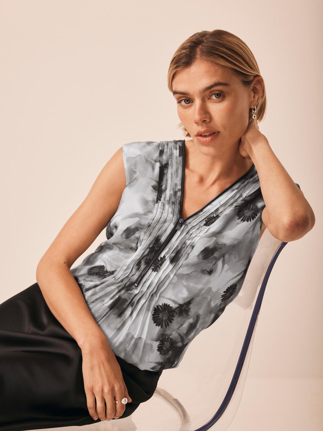 mint-velvet-abstract-print-zip-top-greystillFront