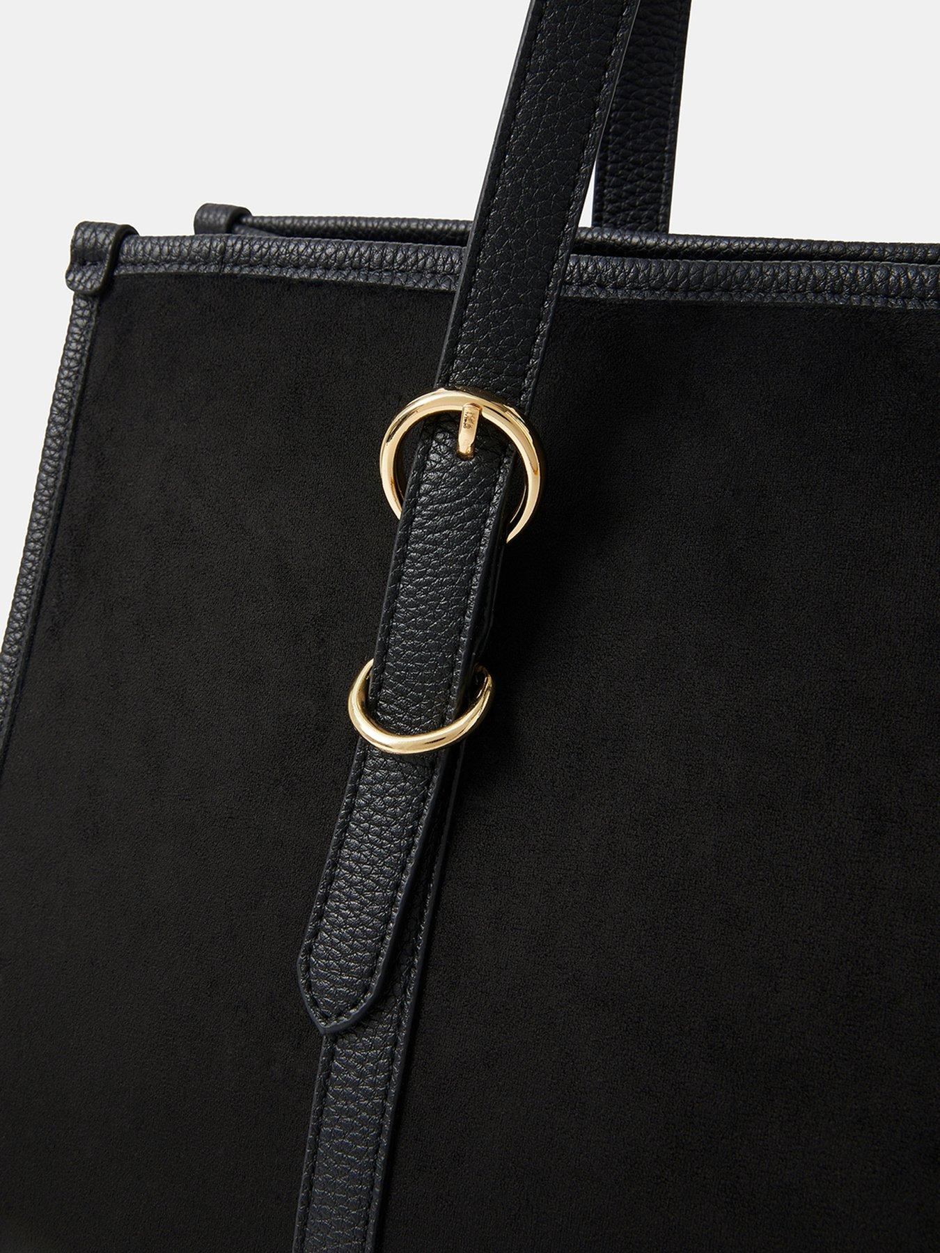 Image 4 of 5 of Accessorize Buckle Strap Suedette Shoulder Bag - Black