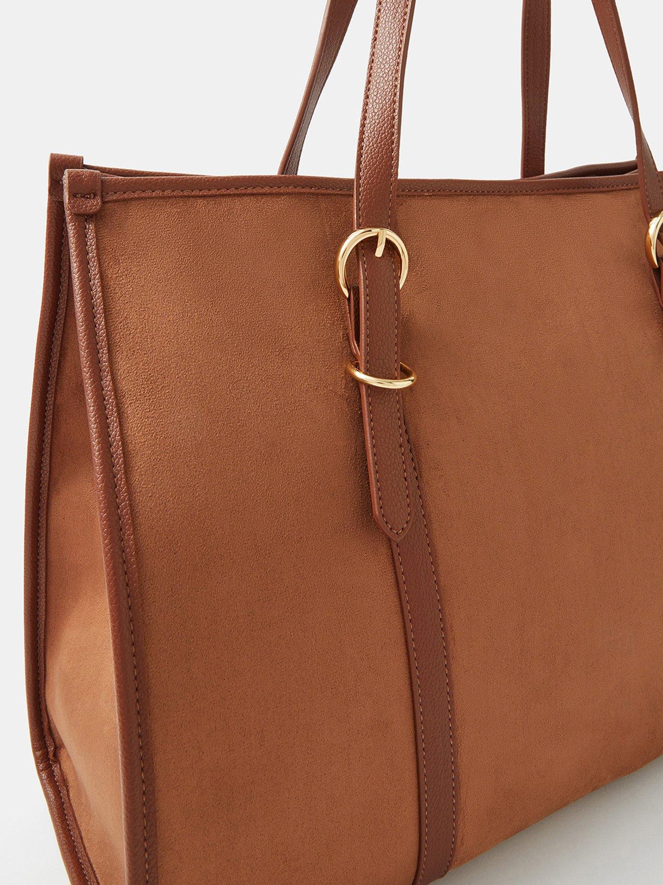 Image 4 of 5 of Accessorize Buckle Strap Suedette Shoulder Bag - Brown