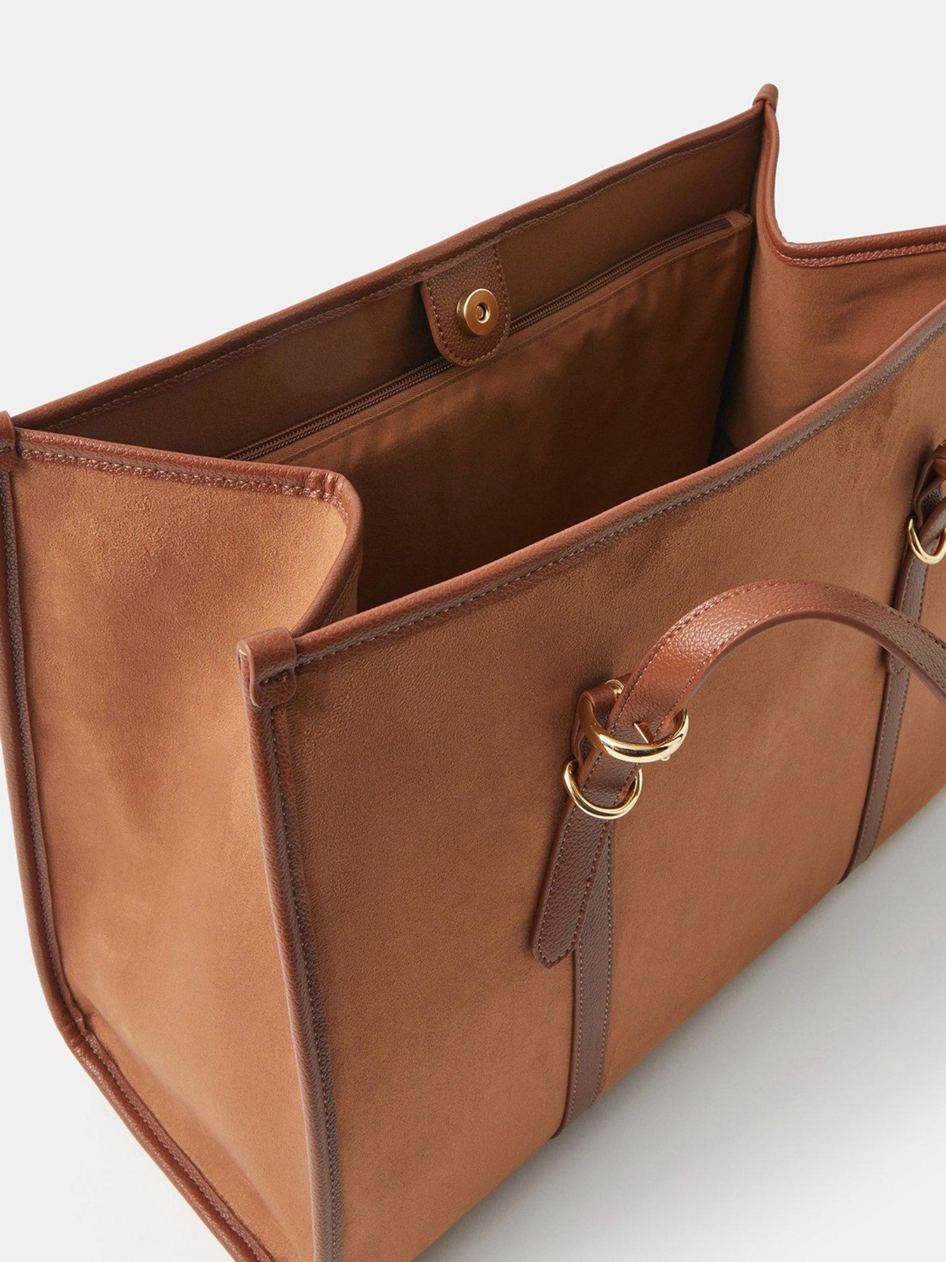 Image 5 of 5 of Accessorize Buckle Strap Suedette Shoulder Bag - Brown