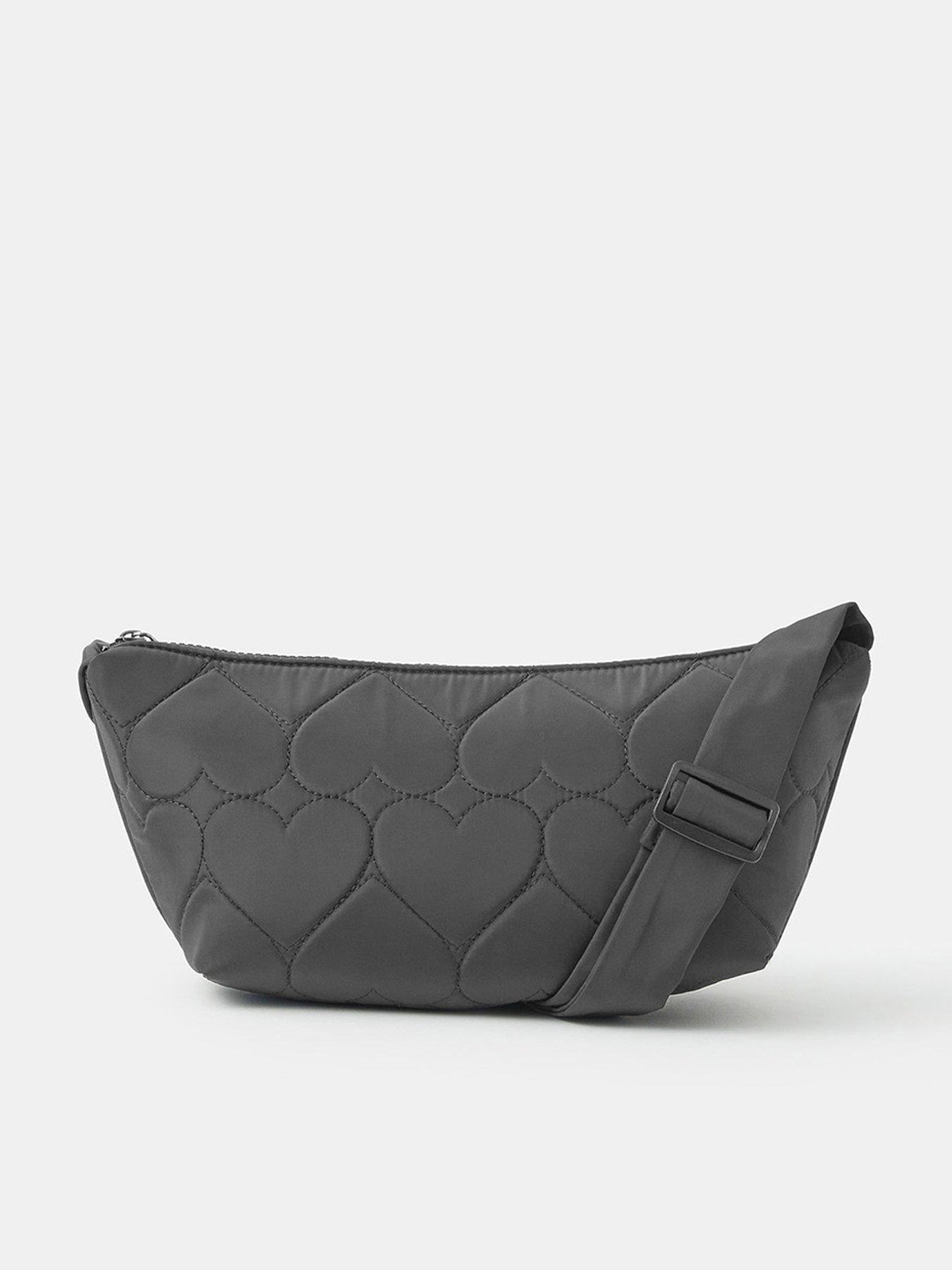 Accessorize Heart Quilted Sling Crossbody Bag - Black