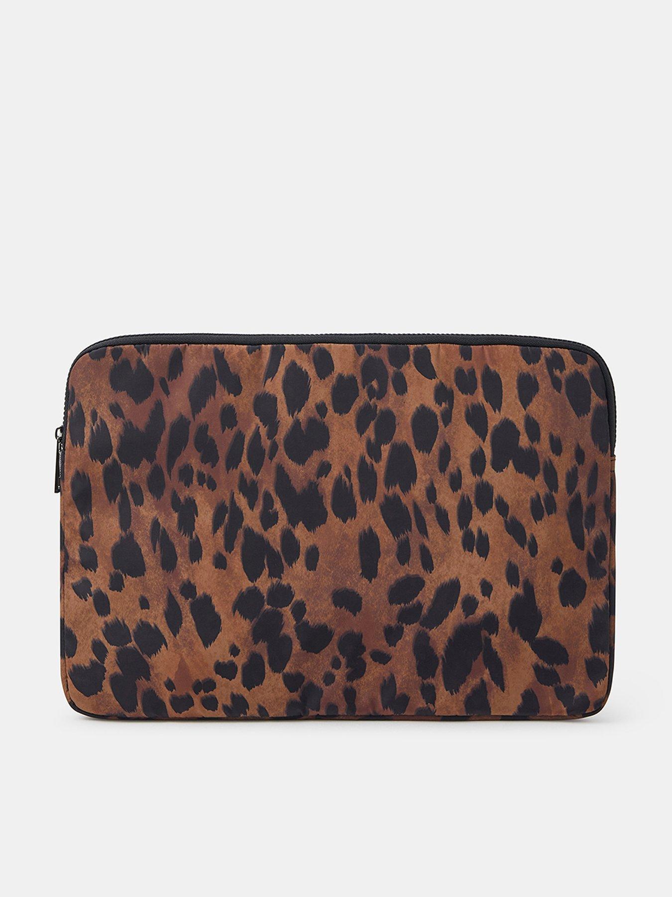 Image 1 of 2 of Accessorize Leopard Print Laptop Case - Brown