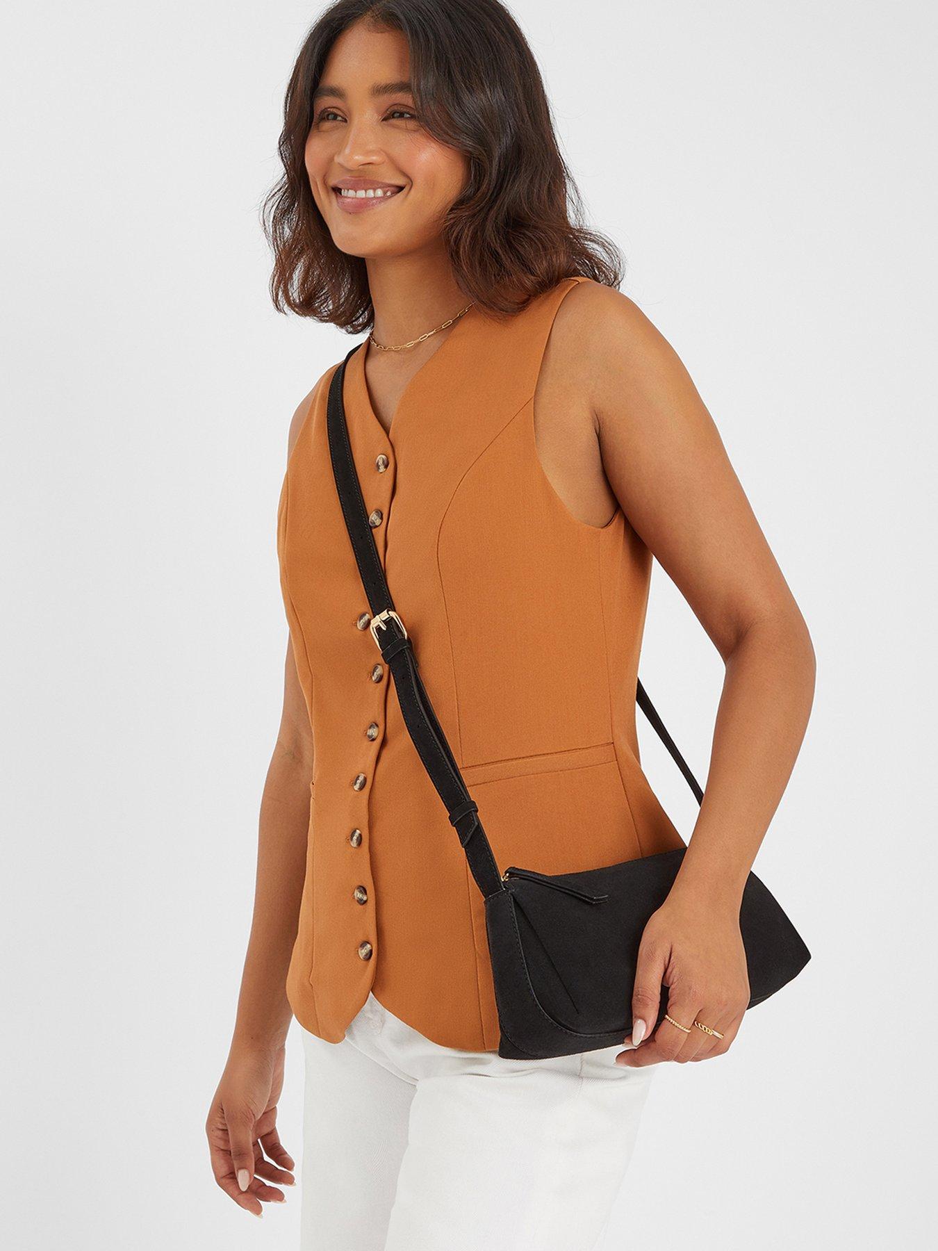 Image 2 of 5 of Accessorize Suede Crossbody Bag - Black