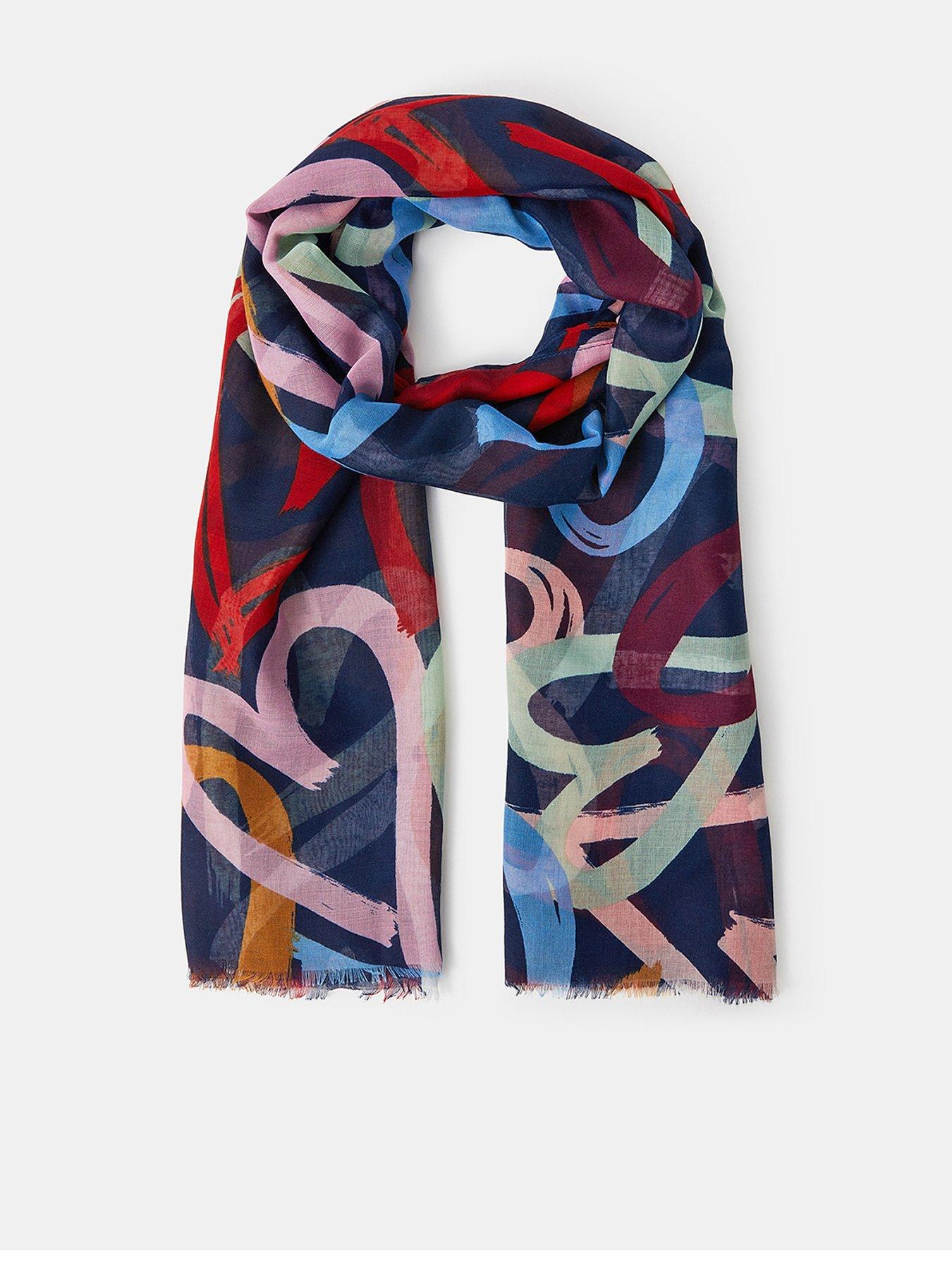 Image 1 of 3 of Accessorize Lightweight Heart Print Scarf - Multi