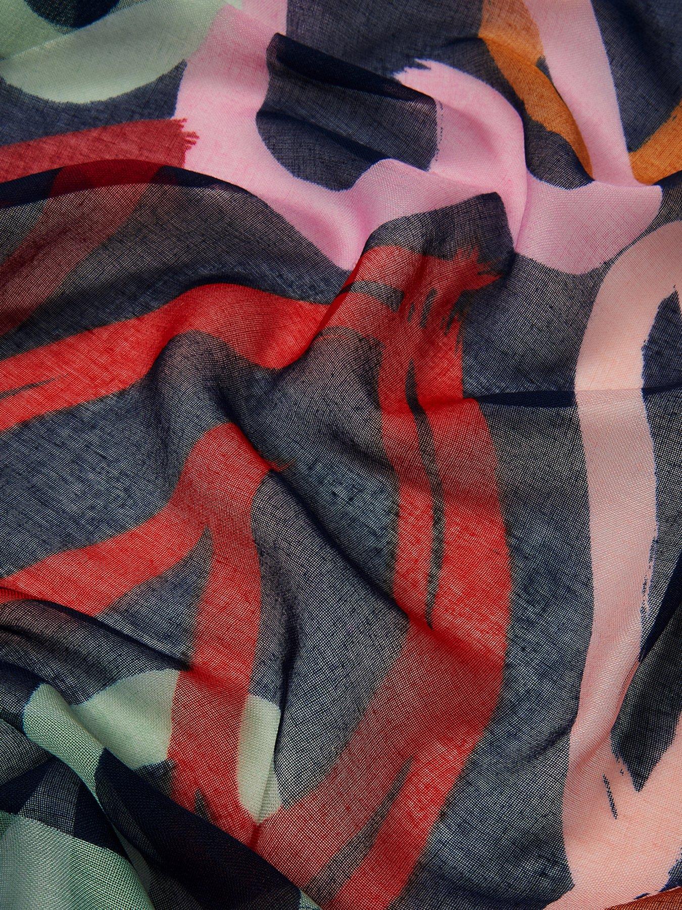 Image 3 of 3 of Accessorize Lightweight Heart Print Scarf - Multi