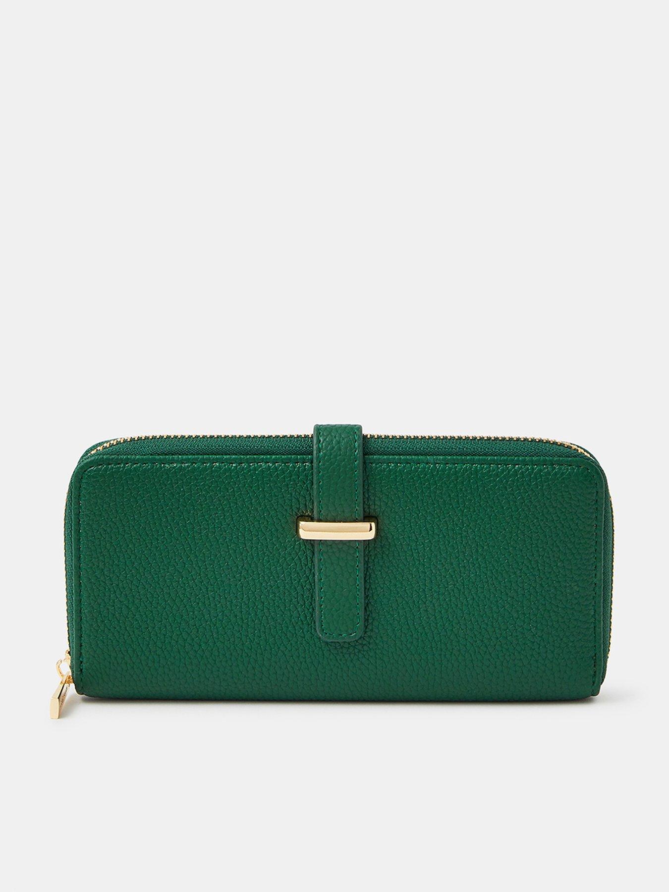 Accessorize Tab Zip Around Purse - Green