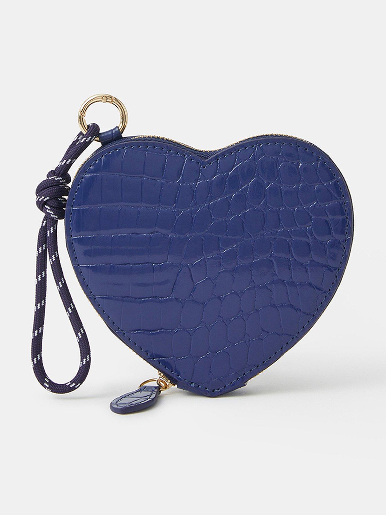 Accessorize Patent Heart Purse - Blue