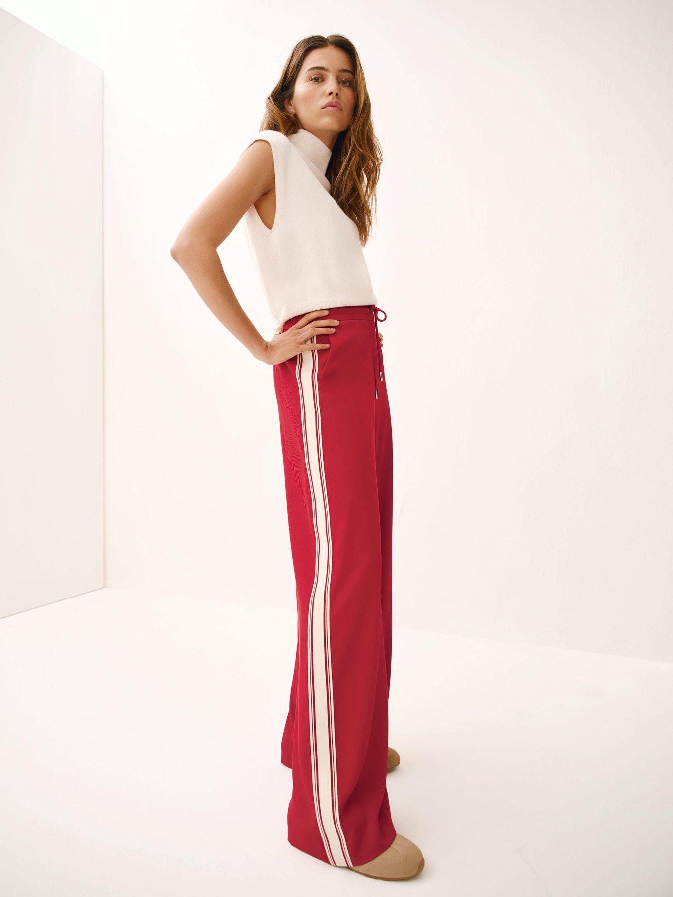 Mint Velvet Side Stripe Trousers - Red