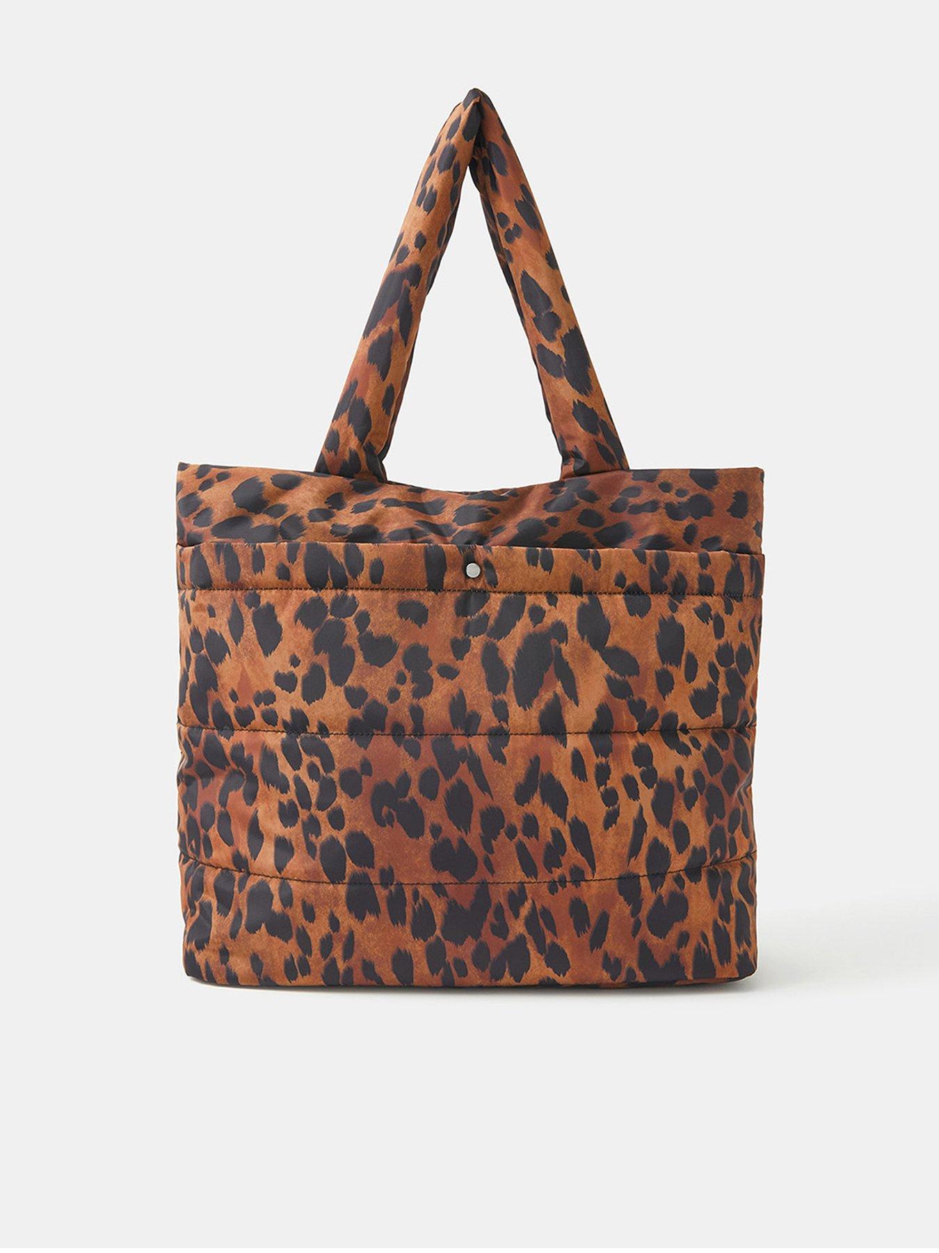 Accessorize Animal Print Quilted Shopper Bag - Brown