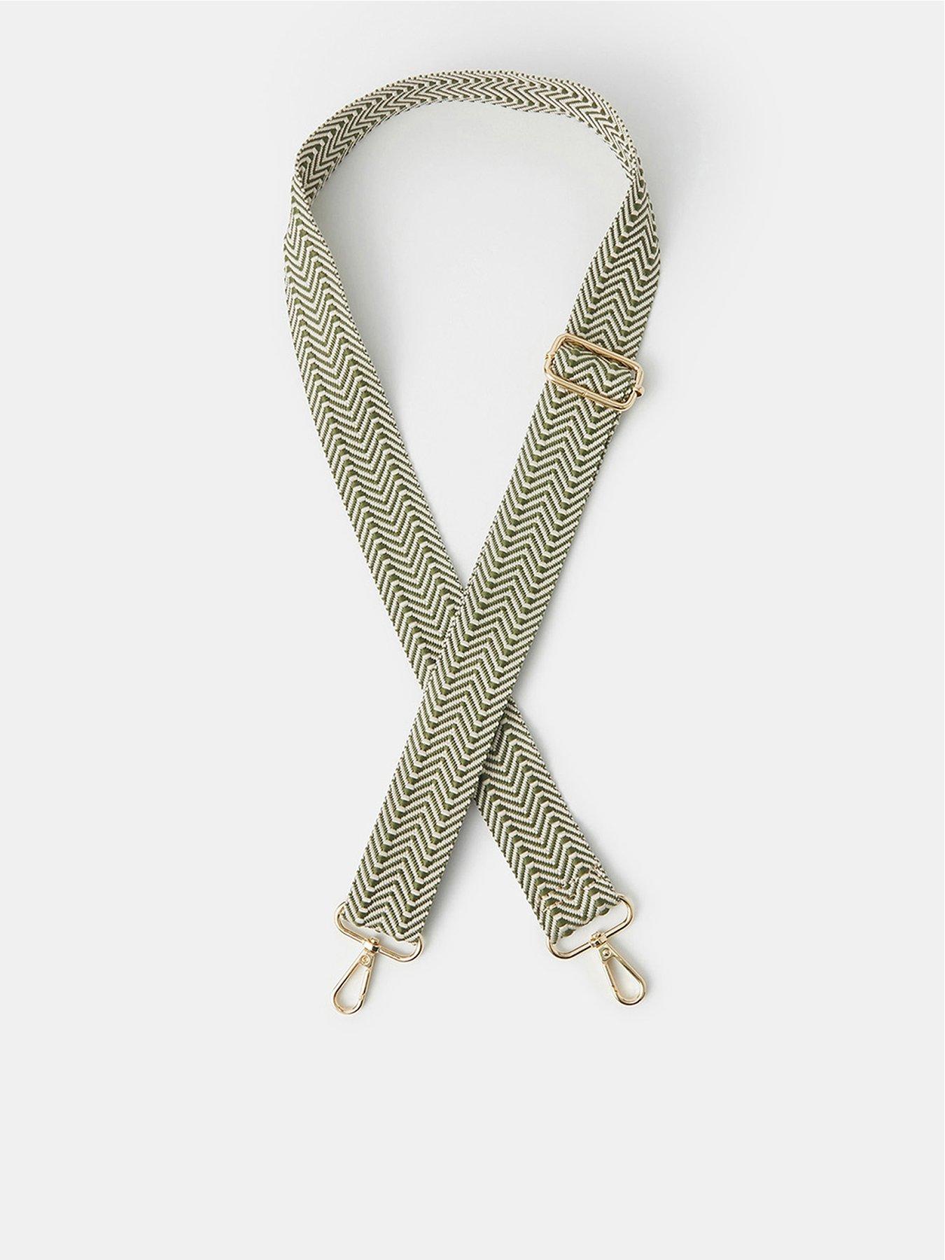 Image 1 of 3 of Accessorize Small Chevron Webbing Bag Strap - Green