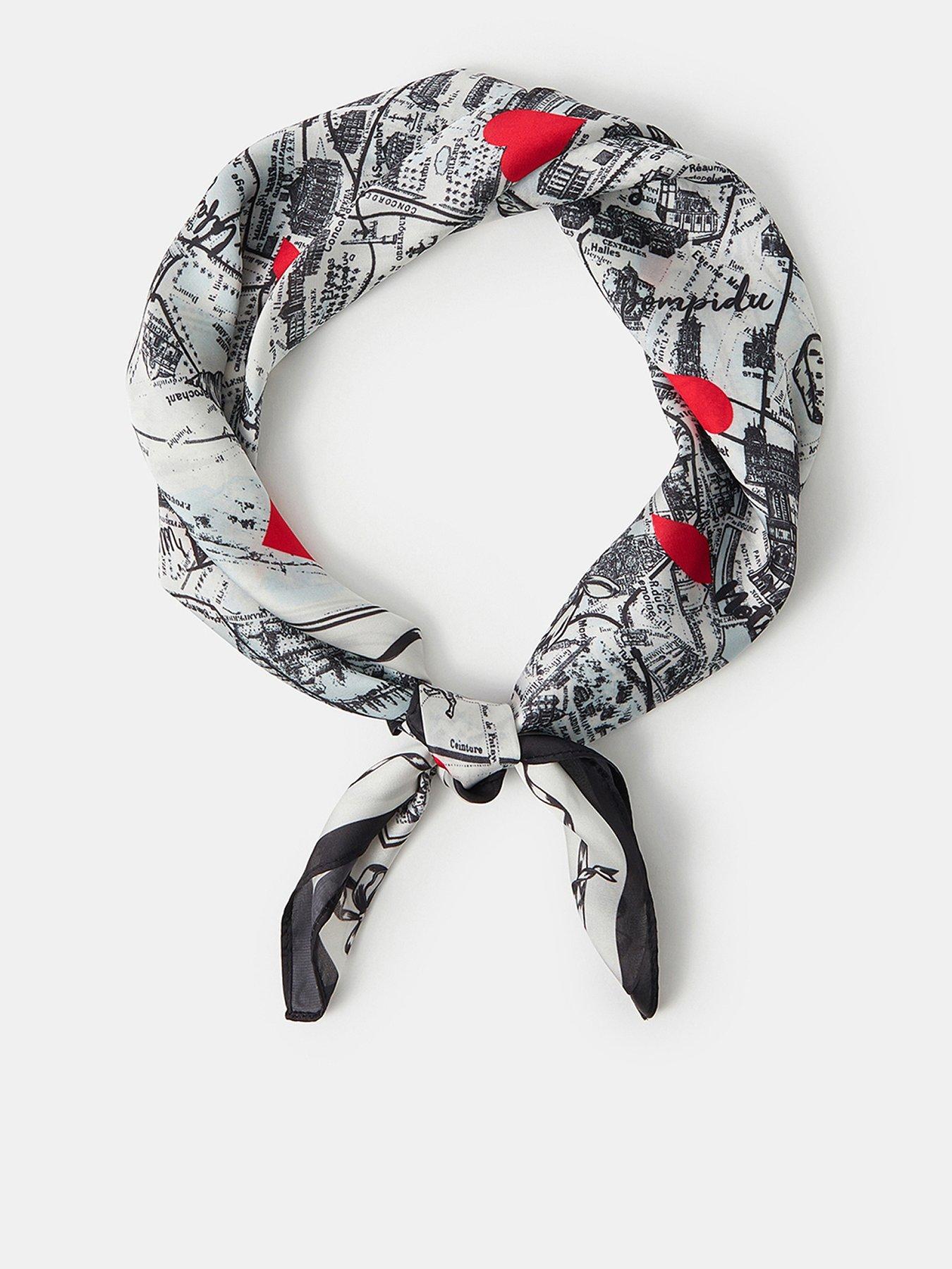 Accessorize Paris Map Satin Scarf - Cream