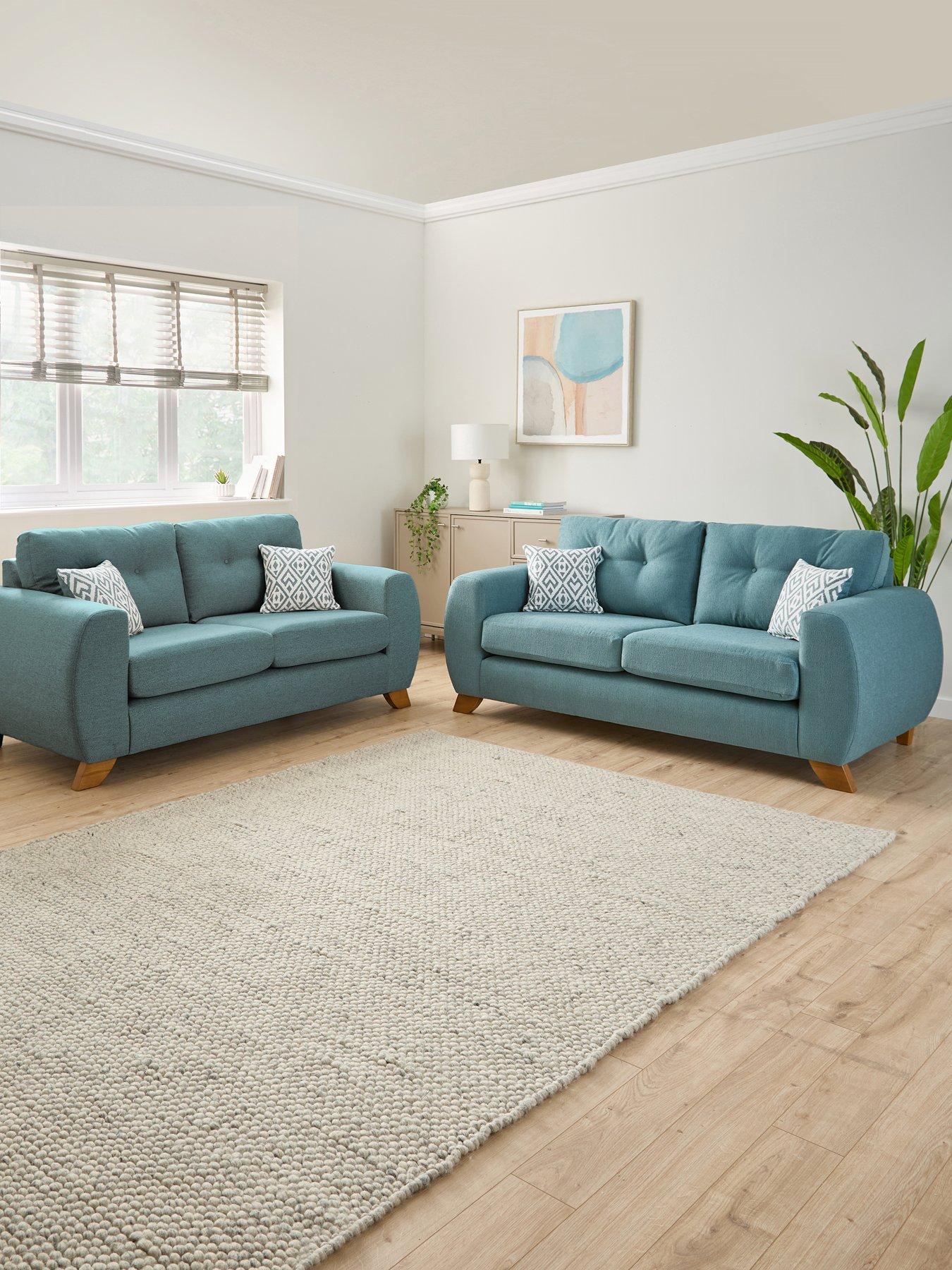 Very Home Prent 3 + 2 Seater Fabric Sofa Set (Buy  &  SAVE!) - Teal - Made to order in the UK
