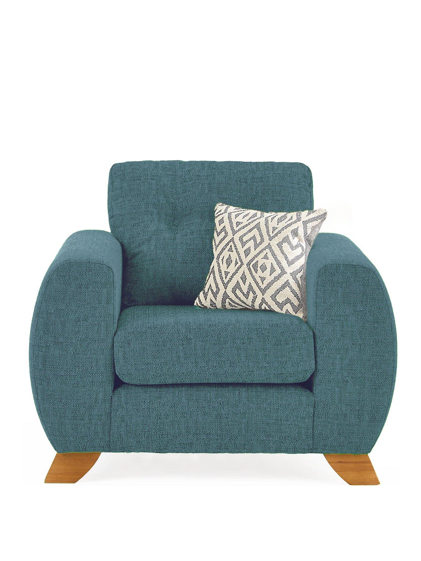 Image 2 of 7 of The Very Collection Prent Fabric&nbsp;Armchair - Teal&nbsp;- Made to order in the UK&nbsp;- Made to order in the UK<br />&nbsp;