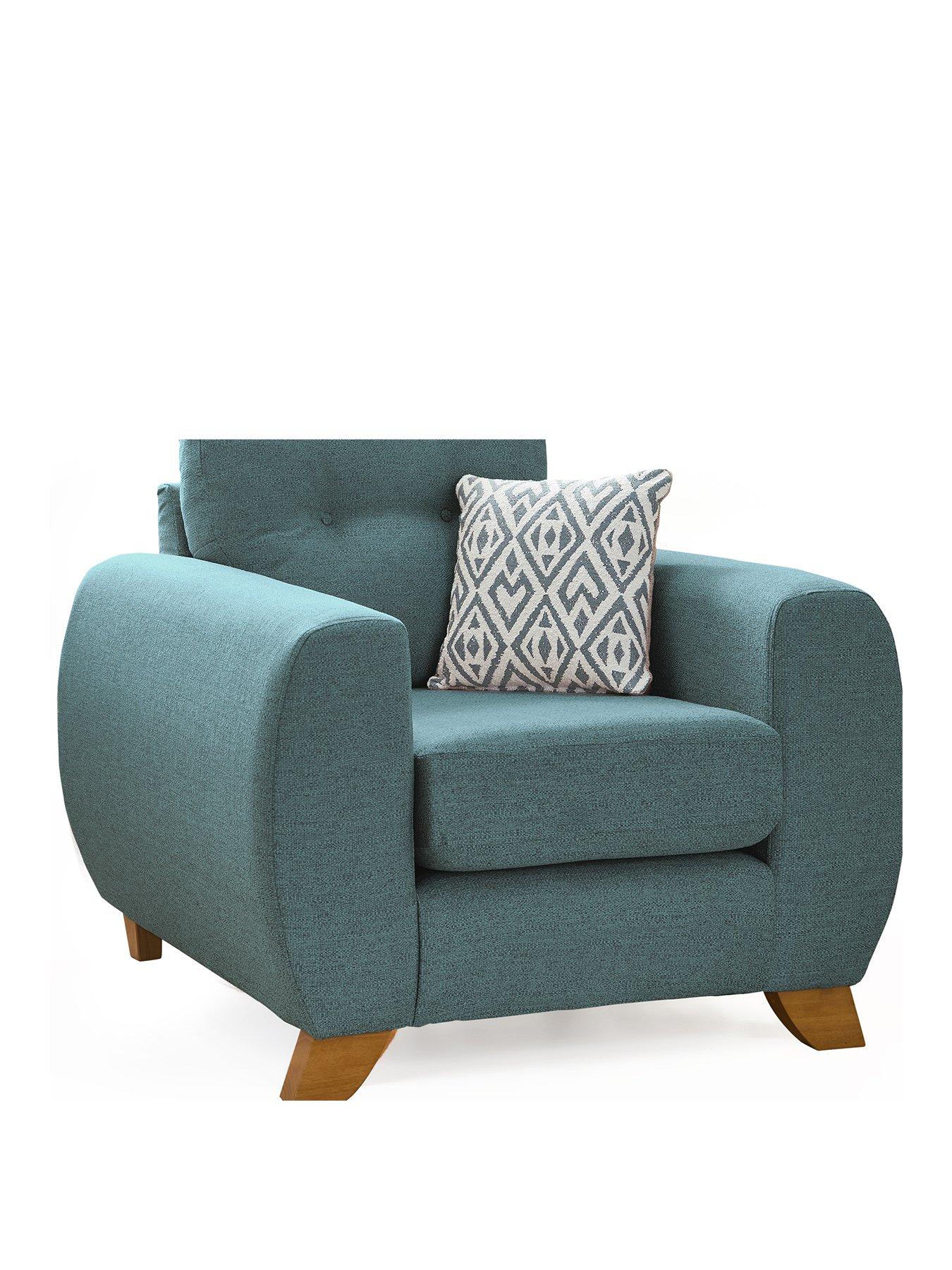 Image 3 of 7 of The Very Collection Prent Fabric&nbsp;Armchair - Teal&nbsp;- Made to order in the UK&nbsp;- Made to order in the UK<br />&nbsp;