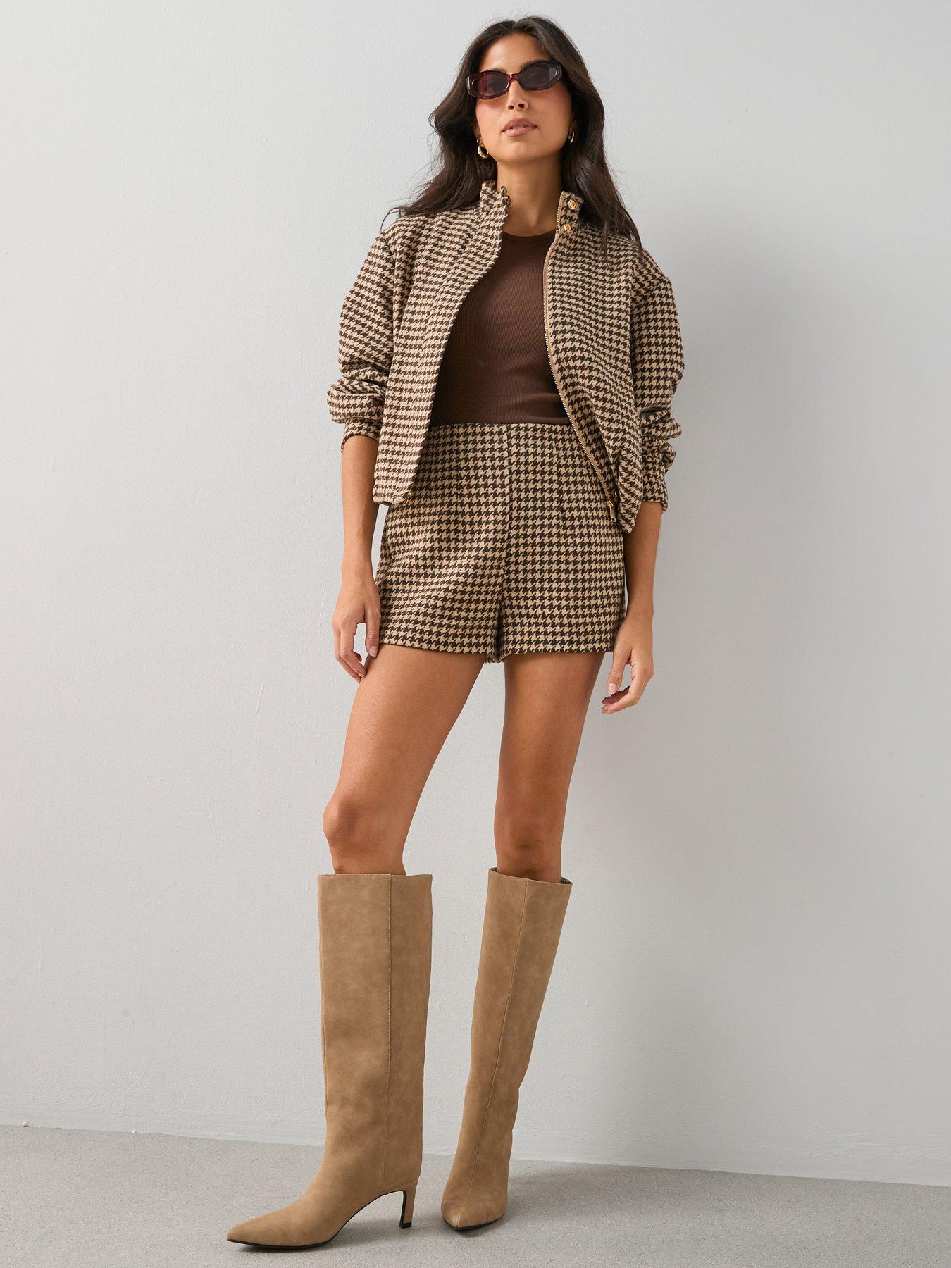 the-very-collection-houndstooth-shorts-brownfront