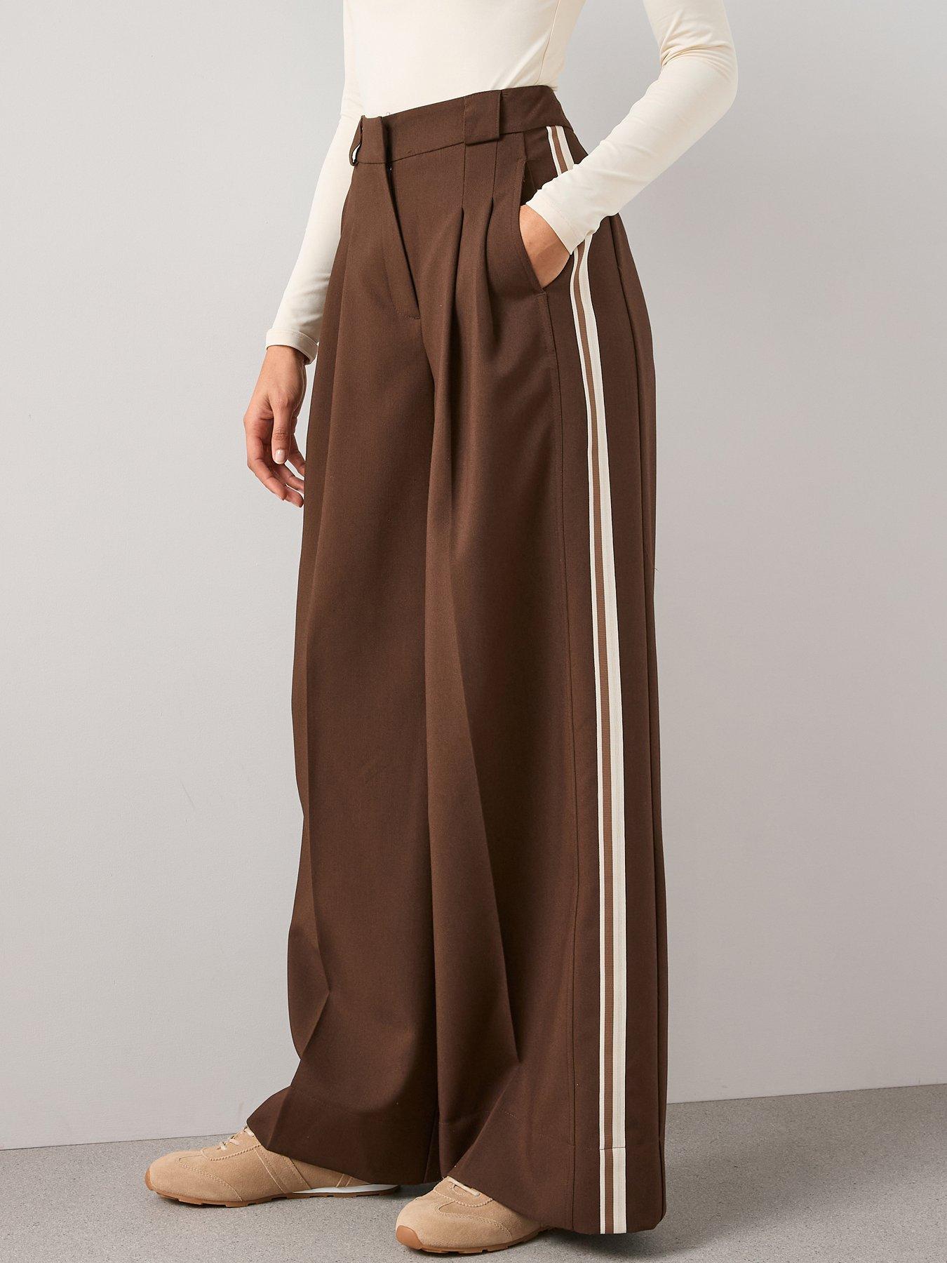 Image 3 of 7 of The Very Collection Side Stripe Smart Track Pant - Brown