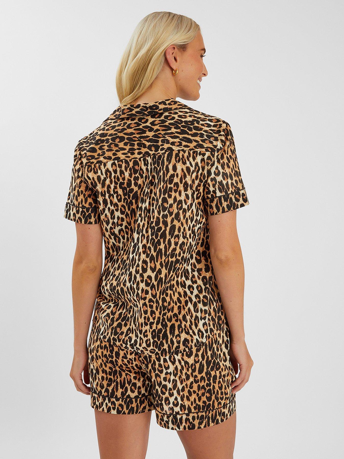 Image 2 of 3 of Accessorize Leopard Print Short Pyjamas Set - Brown