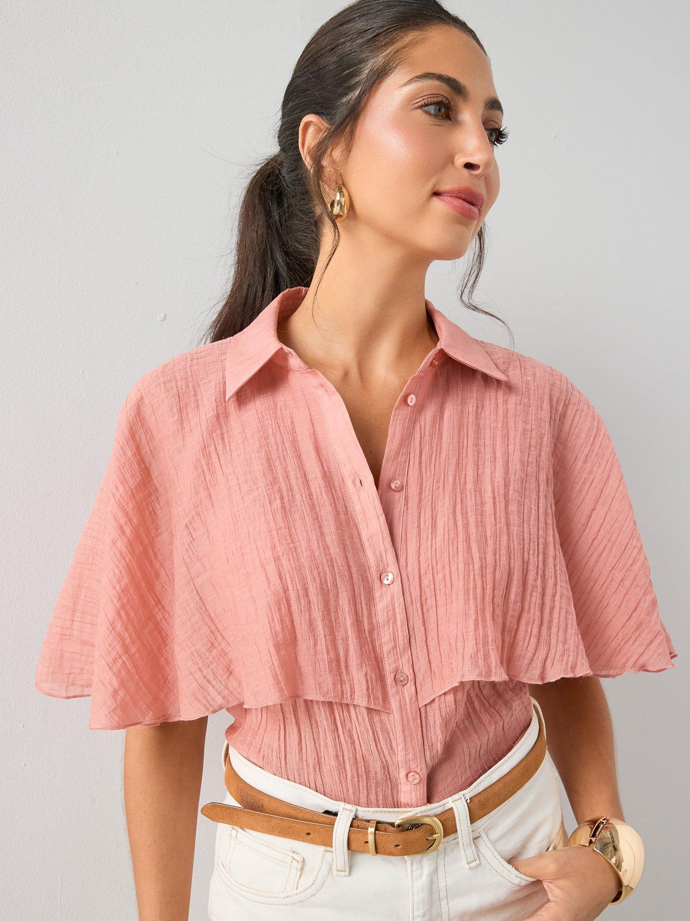 the-very-collection-textured-sheer-cape-blouse-pinkdetail