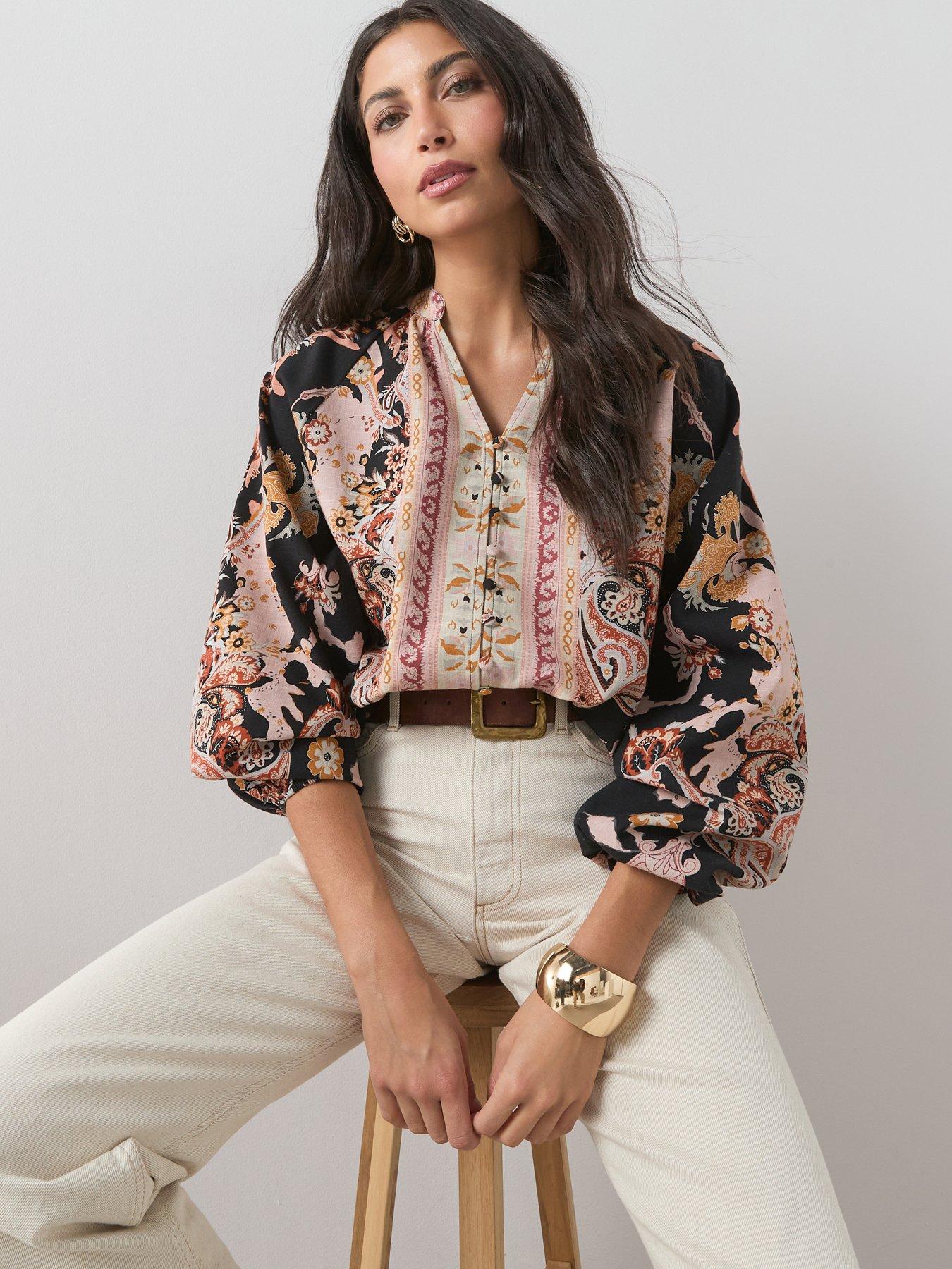 the-very-collection-printed-button-detail-co-ord-blousefront
