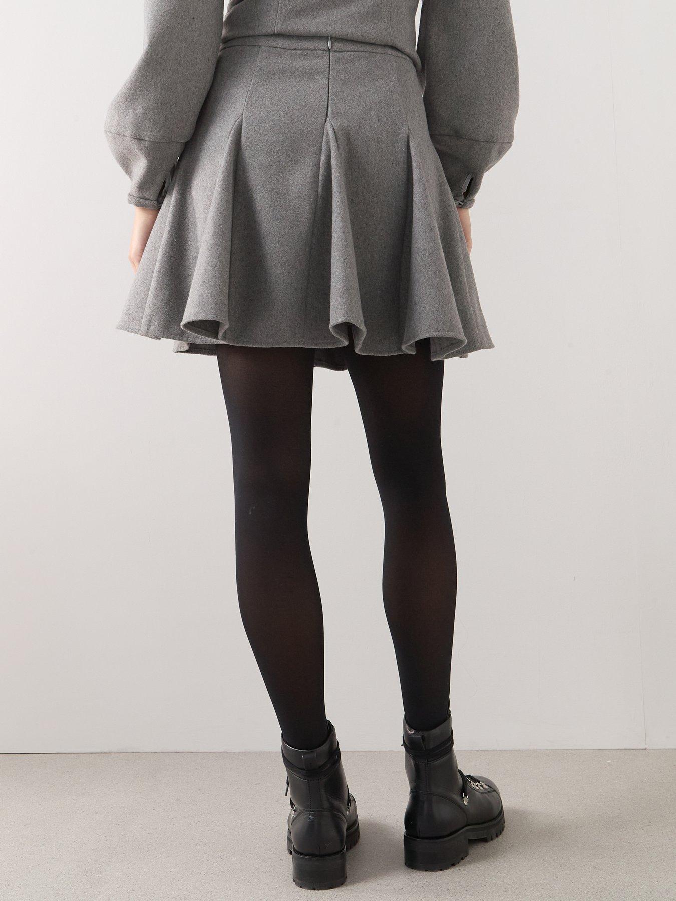 Image 2 of 6 of The Very Collection Grey Godet Co-ord Mini Skater Skirt