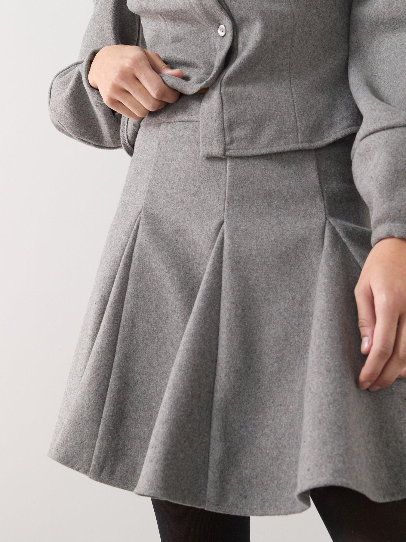 Image 4 of 6 of The Very Collection Grey Godet Co-ord Mini Skater Skirt