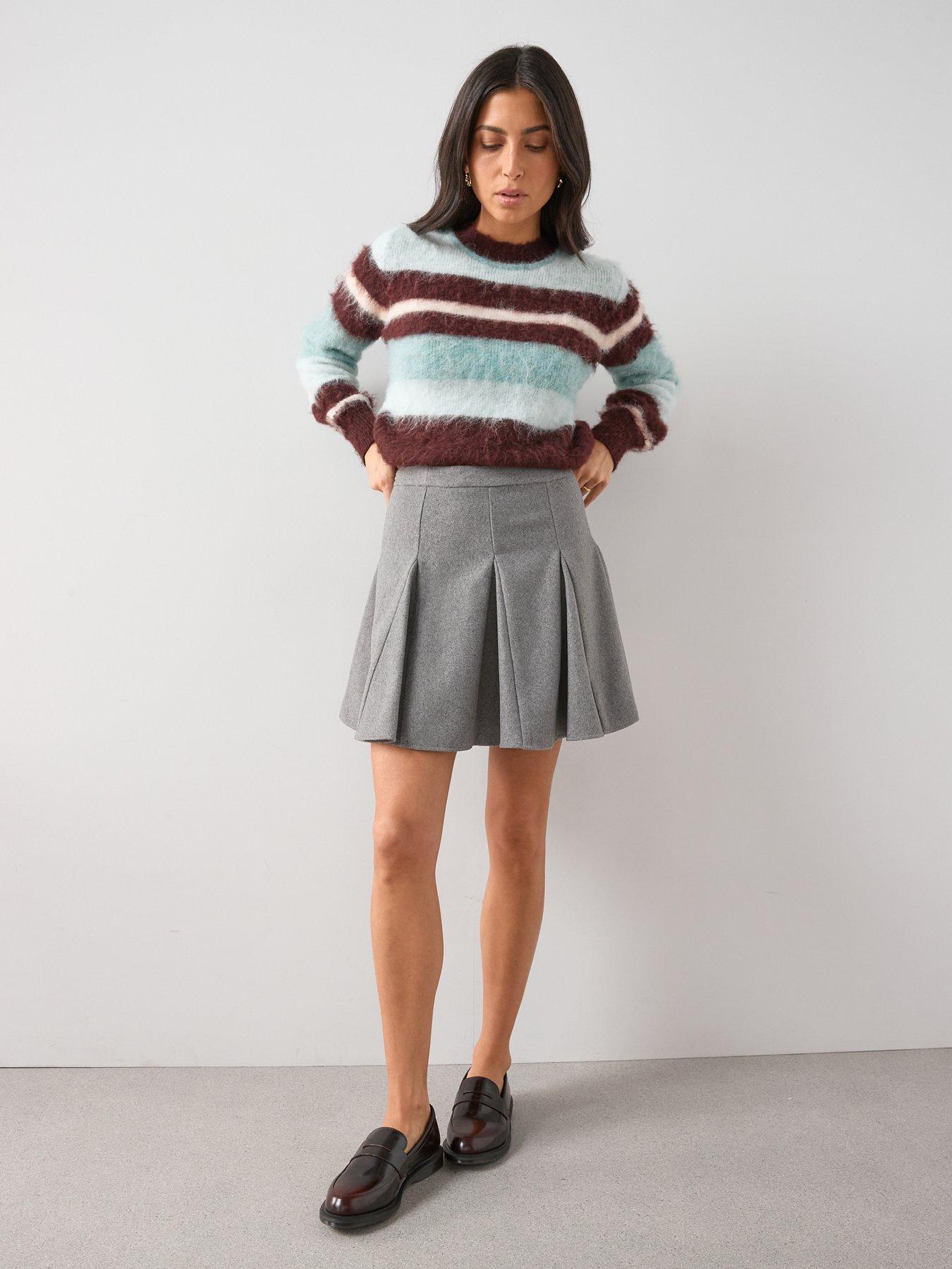 Image 6 of 6 of The Very Collection Grey Godet Co-ord Mini Skater Skirt