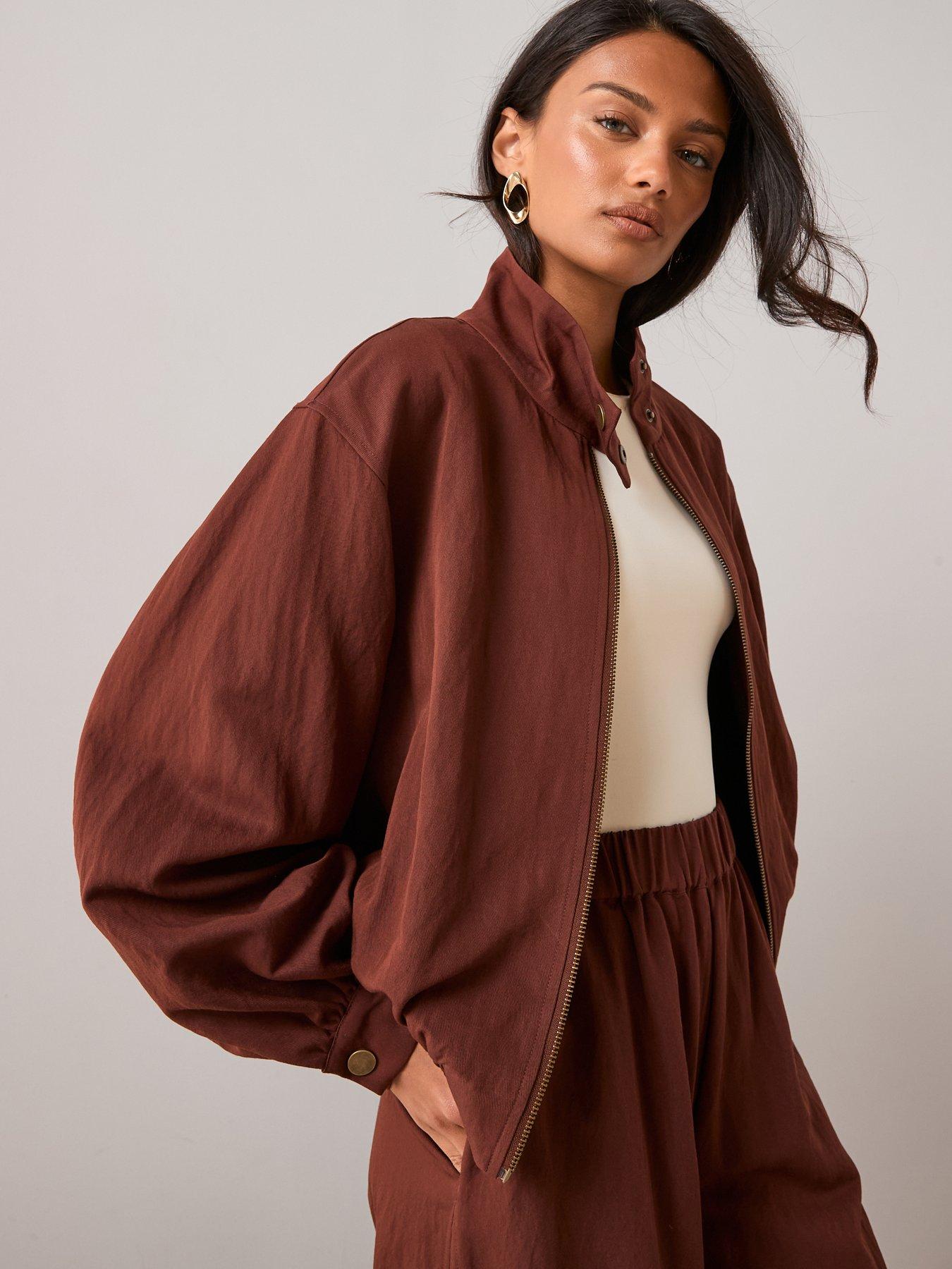 the-very-collection-funnel-neck-zip-through-jacket-brown