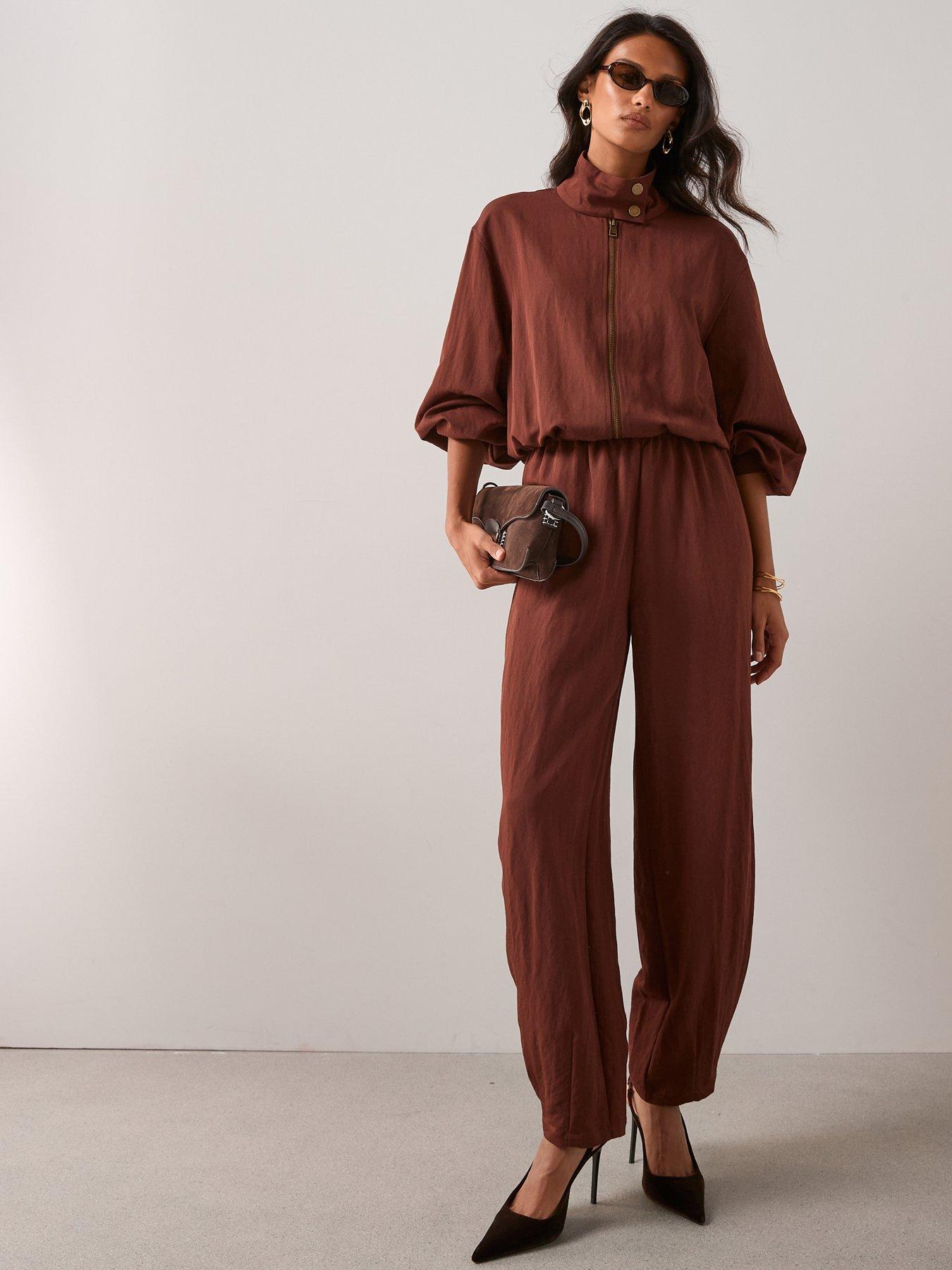the-very-collection-funnel-neck-zip-through-jacket-browndetail