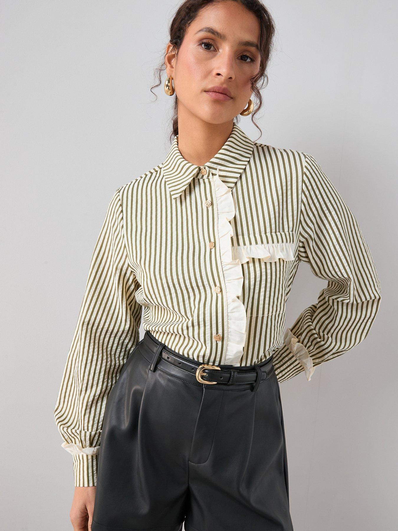 the-very-collection-frill-collar-stripe-shirt-green