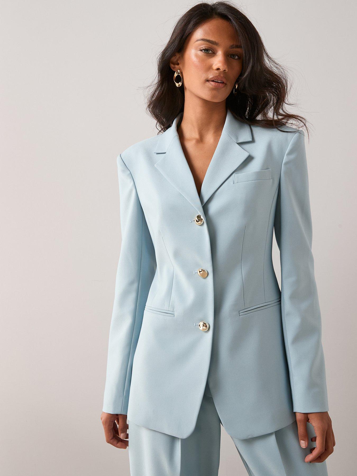 Image 1 of 7 of The Very Collection Fitted Longline Blazer - Light Blue